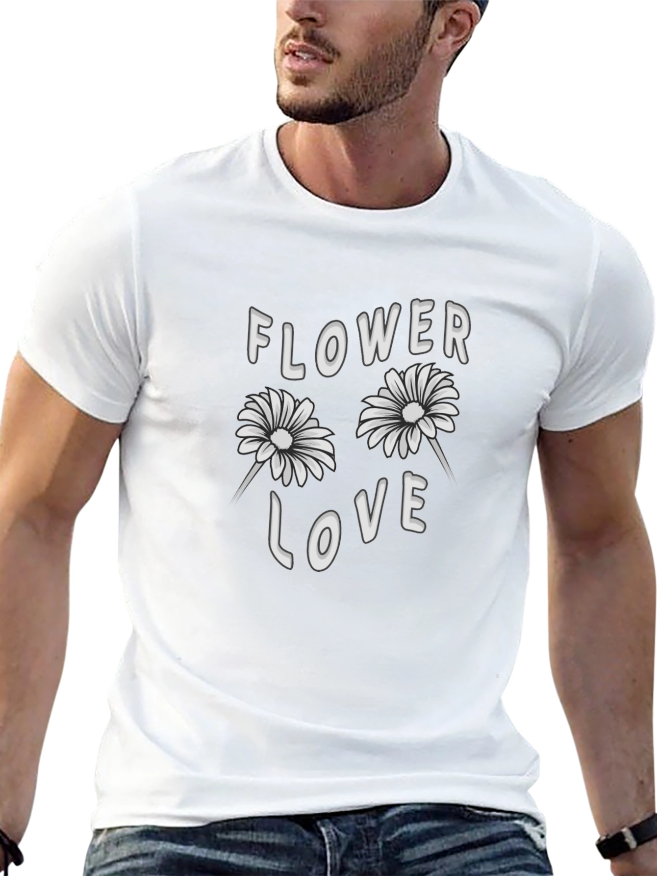 Flower Love Graphic Tee - Stylish Black T-Shirt