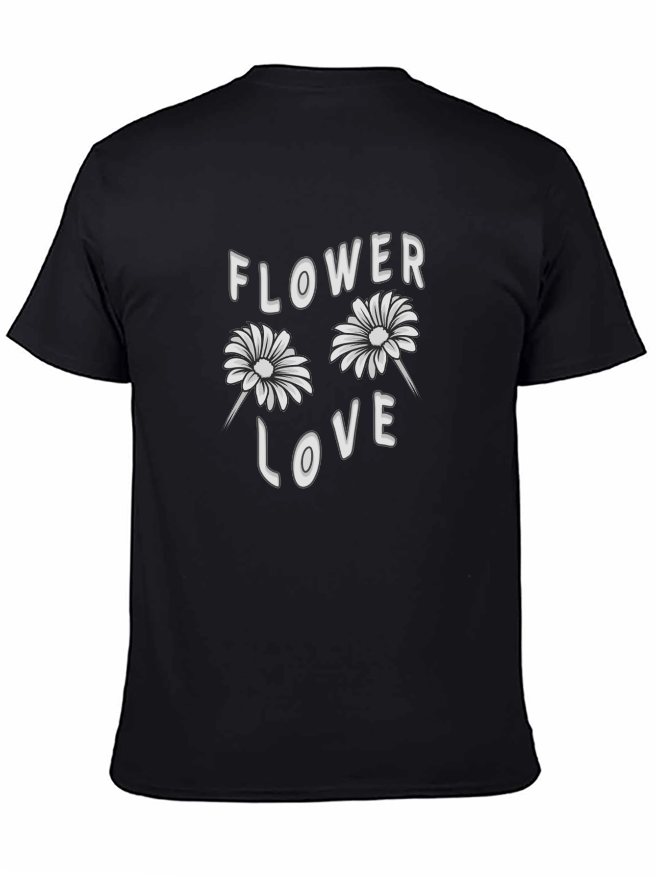 Flower Love Graphic Tee - Stylish Black T-Shirt