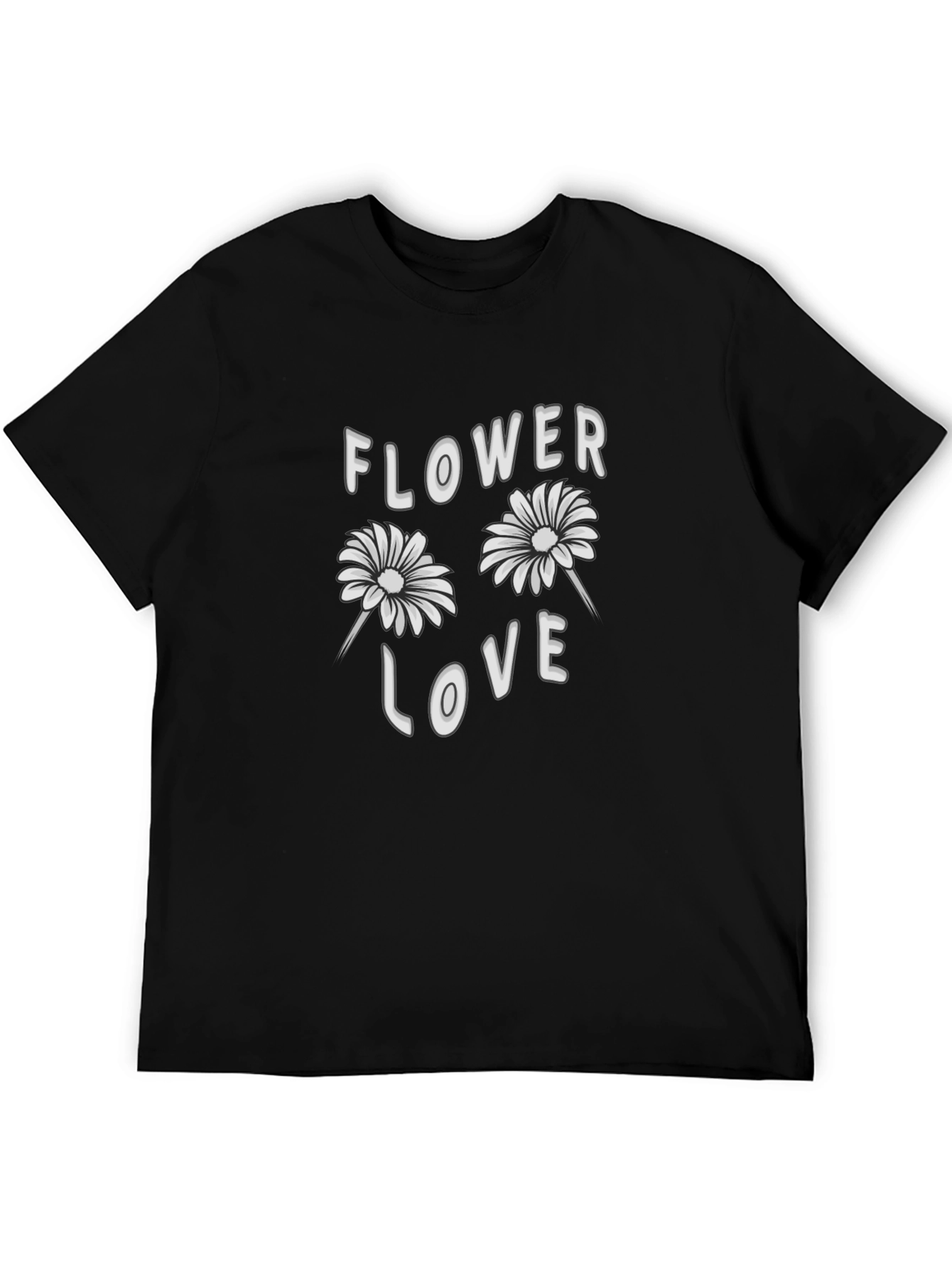 Flower Love Graphic Tee - Stylish Black T-Shirt