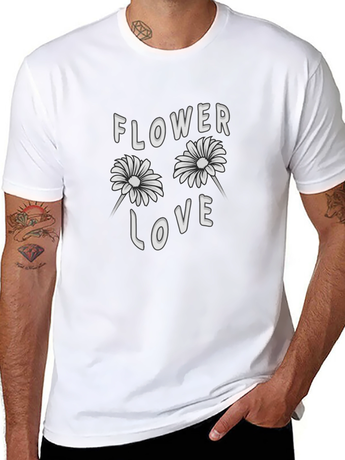 Flower Love Graphic Tee - Stylish Black T-Shirt