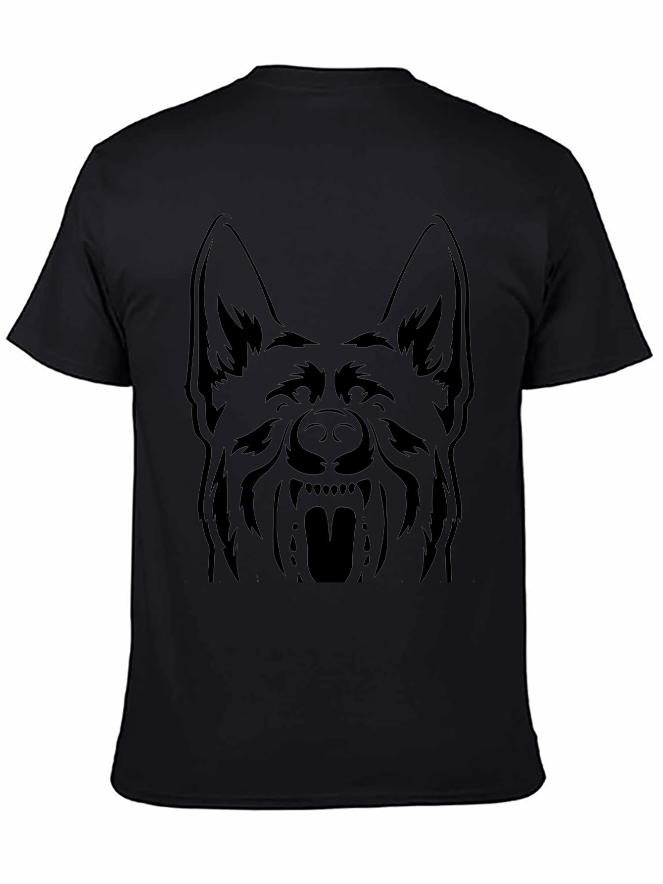 German Shepherd Graphic Tee - Black Cotton T-Shirt