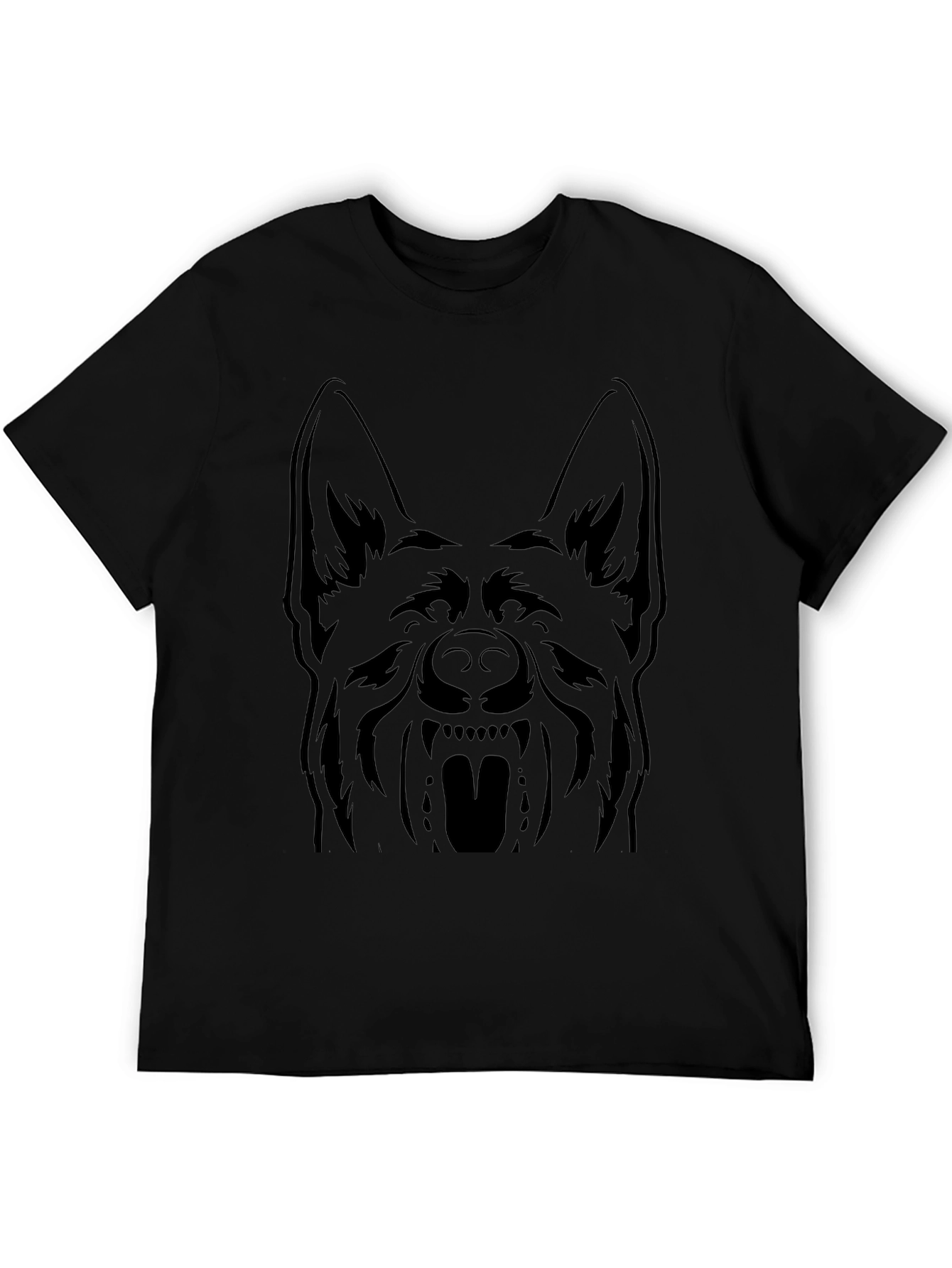 German Shepherd Graphic Tee - Black Cotton T-Shirt