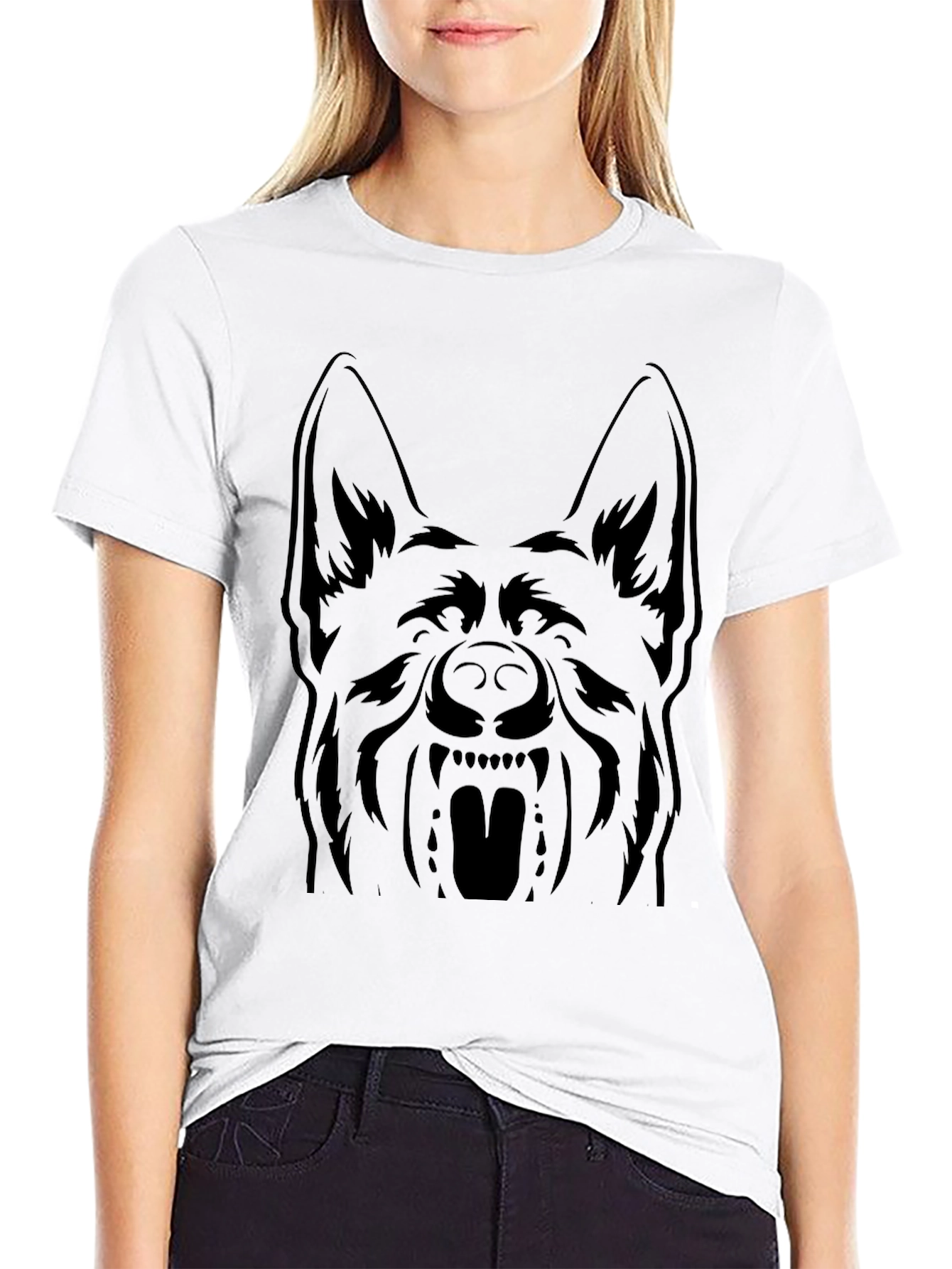 German Shepherd Graphic Tee - Black Cotton T-Shirt
