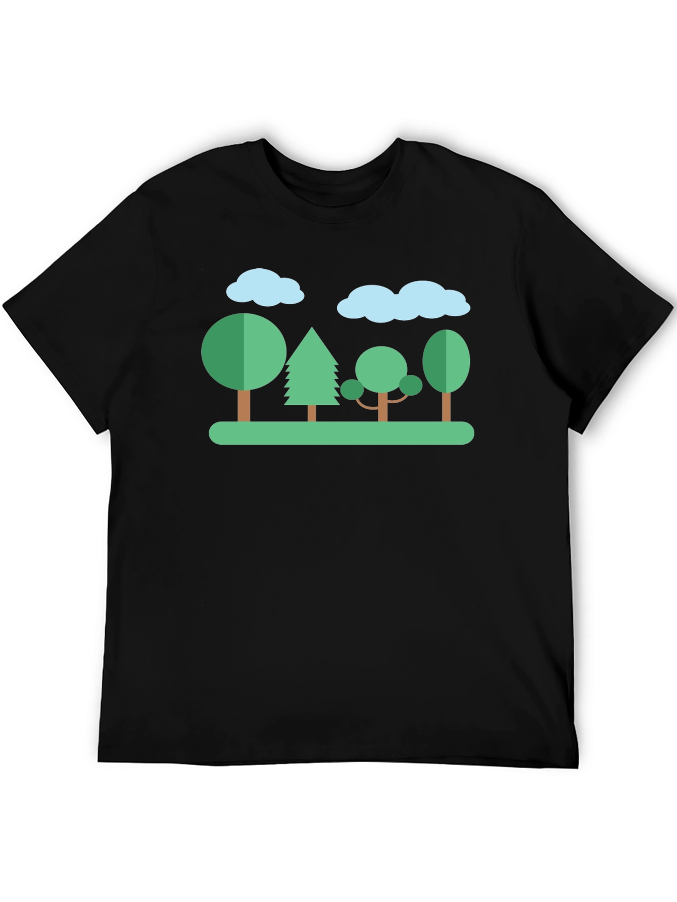 Nature Scene Graphic T-Shirt - Black Cotton Tee