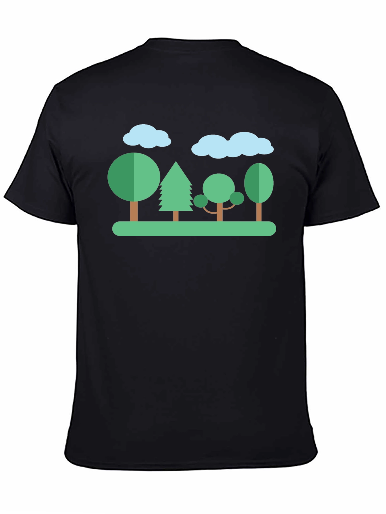 Nature Scene Graphic T-Shirt - Black Cotton Tee