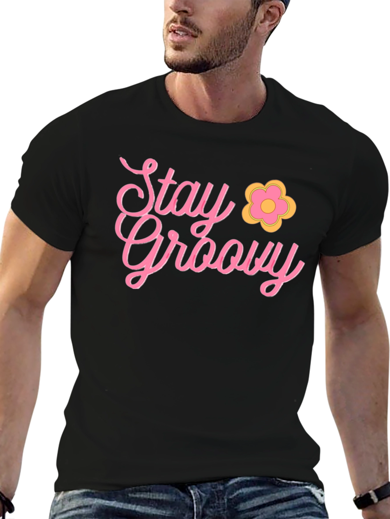 Stay Groovy Retro Black T-Shirt