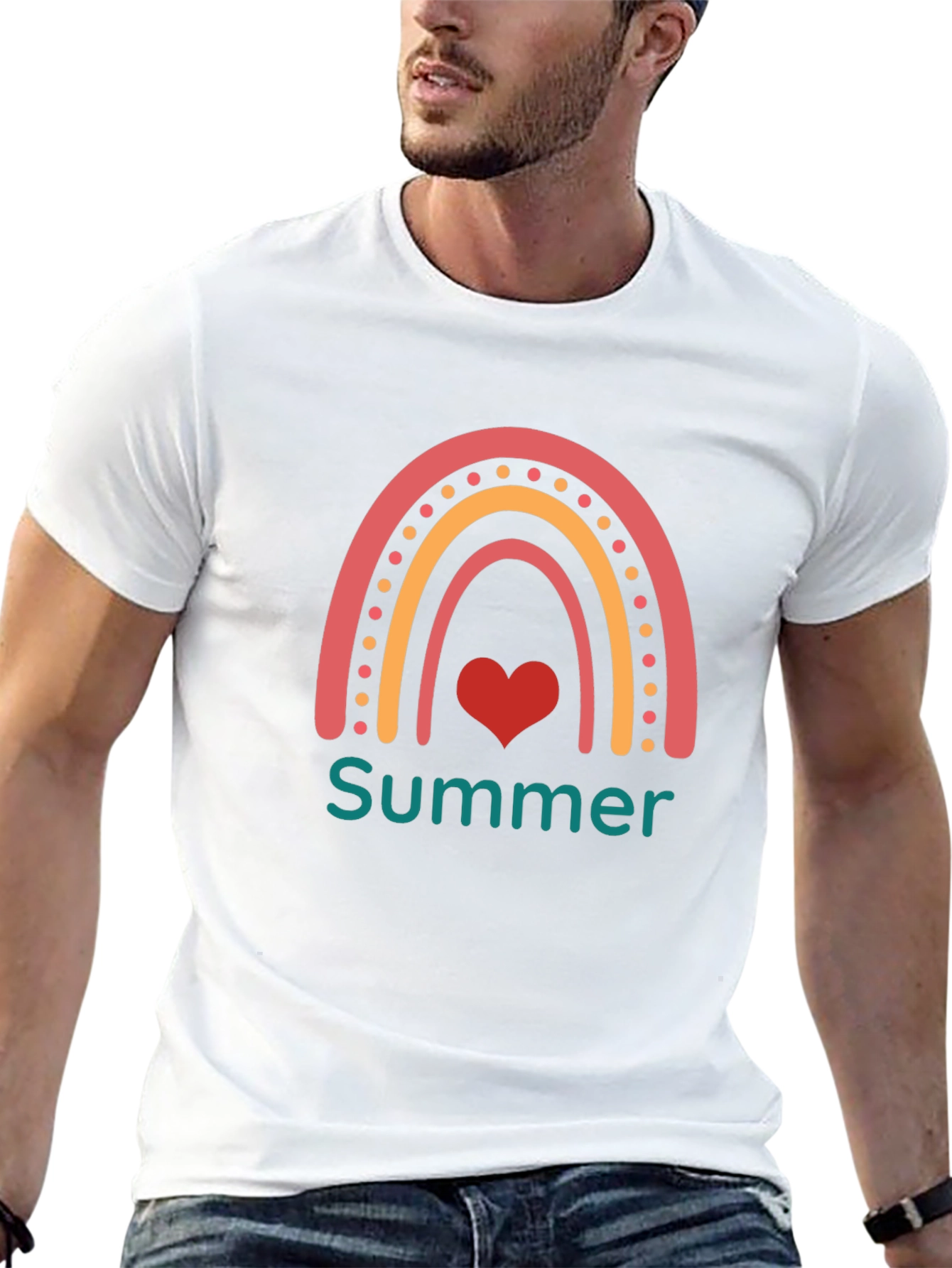 Summer Rainbow Heart Graphic Tee