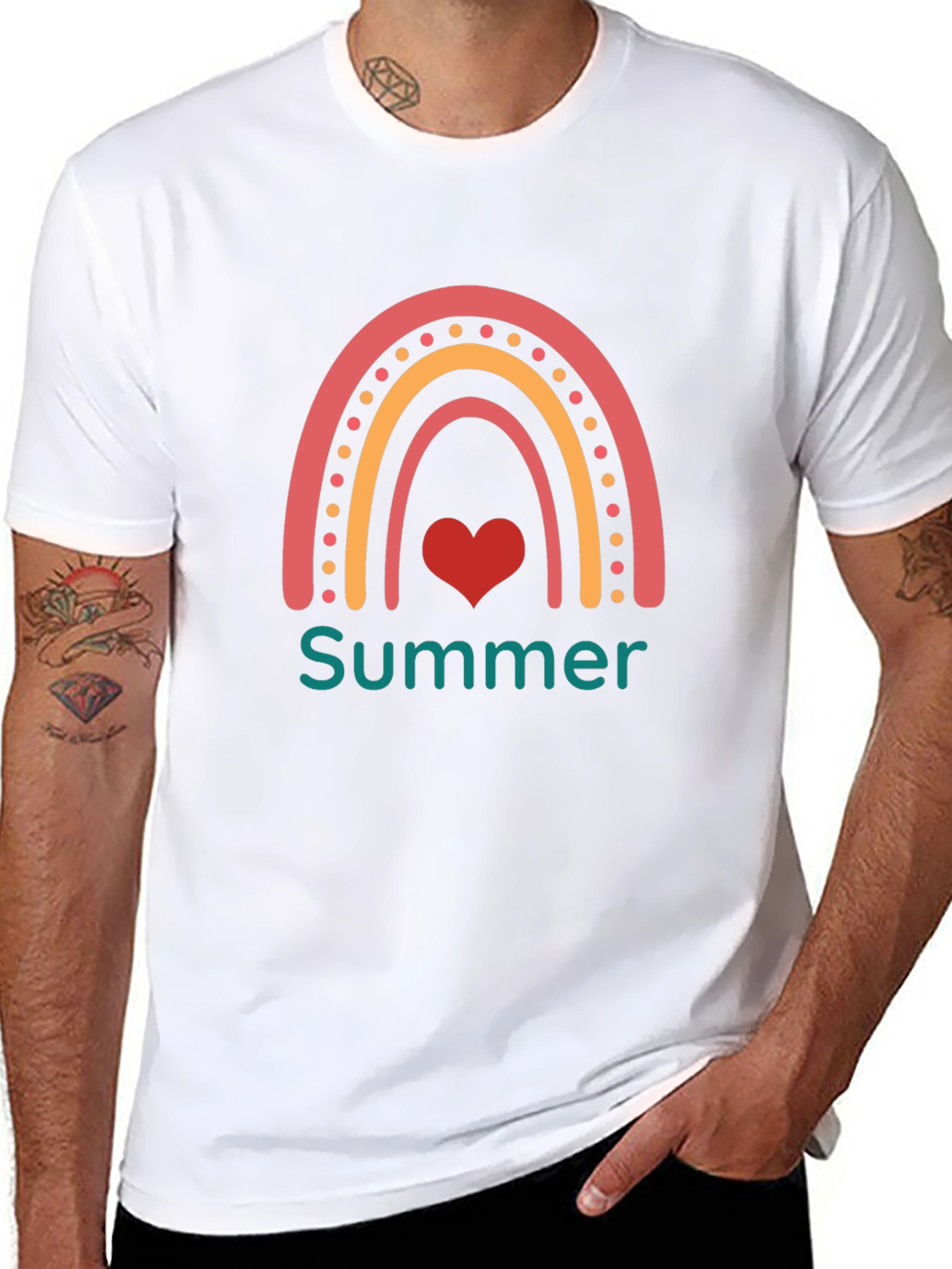 Summer Rainbow Heart Graphic Tee