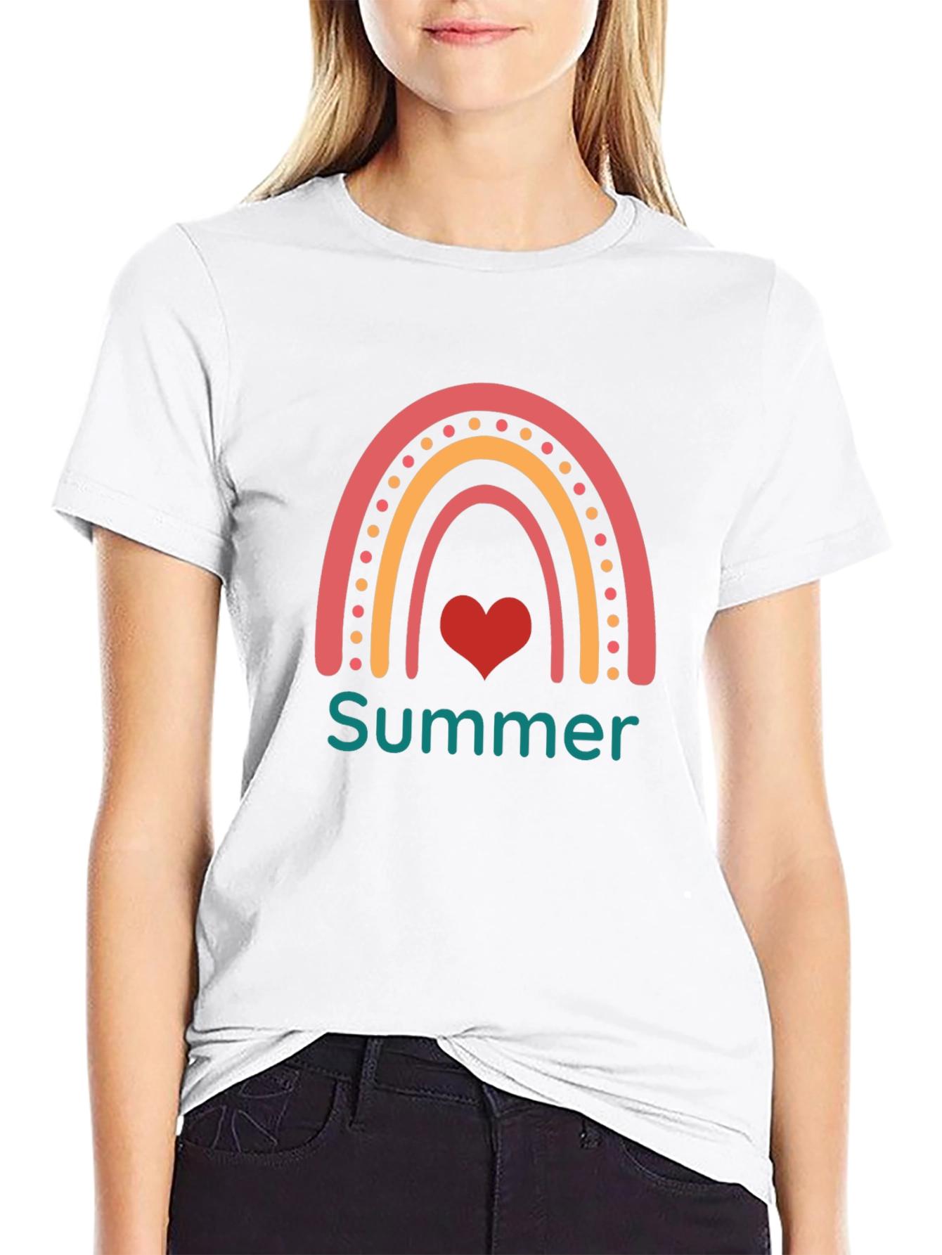 Summer Rainbow Heart Graphic Tee
