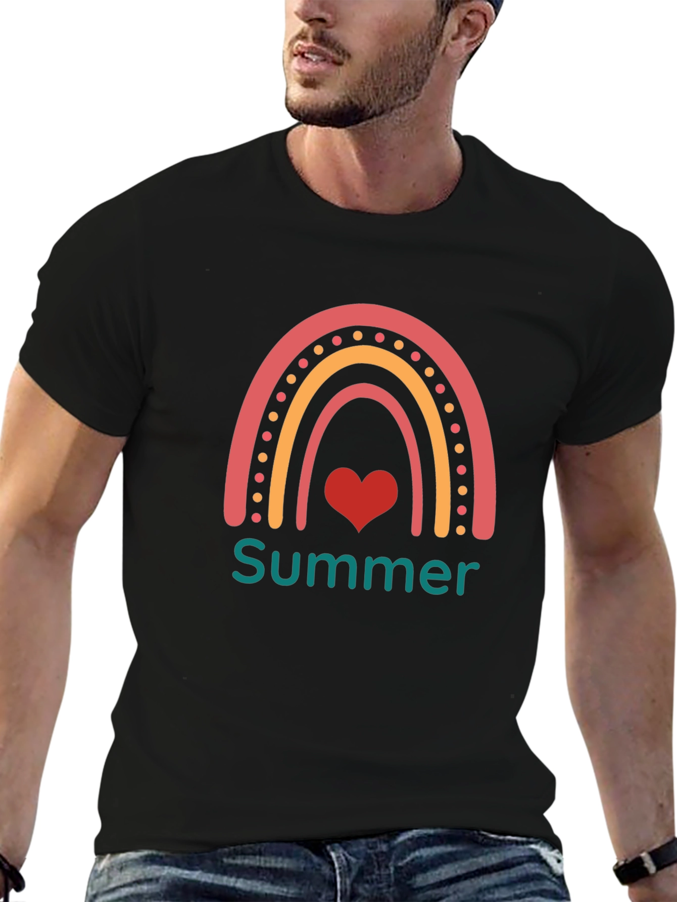 Summer Rainbow Heart Graphic Tee