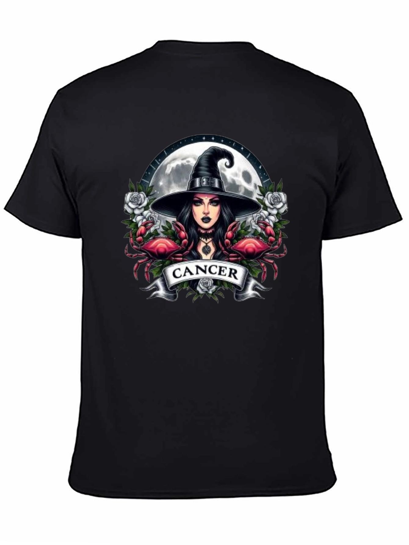 Cancer Zodiac Witch T-Shirt - Moon & Crab Design