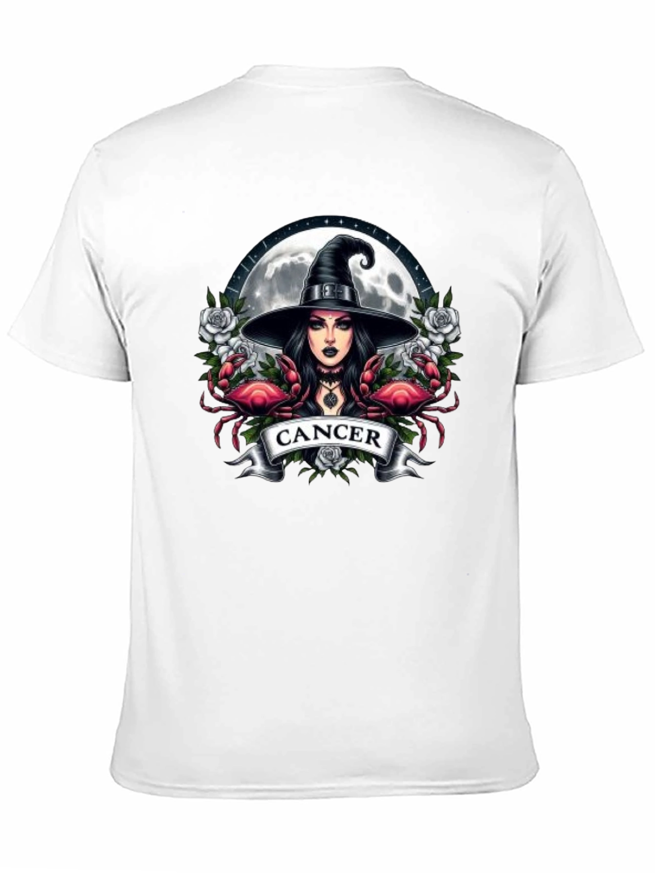 Cancer Zodiac Witch T-Shirt - Moon & Crab Design