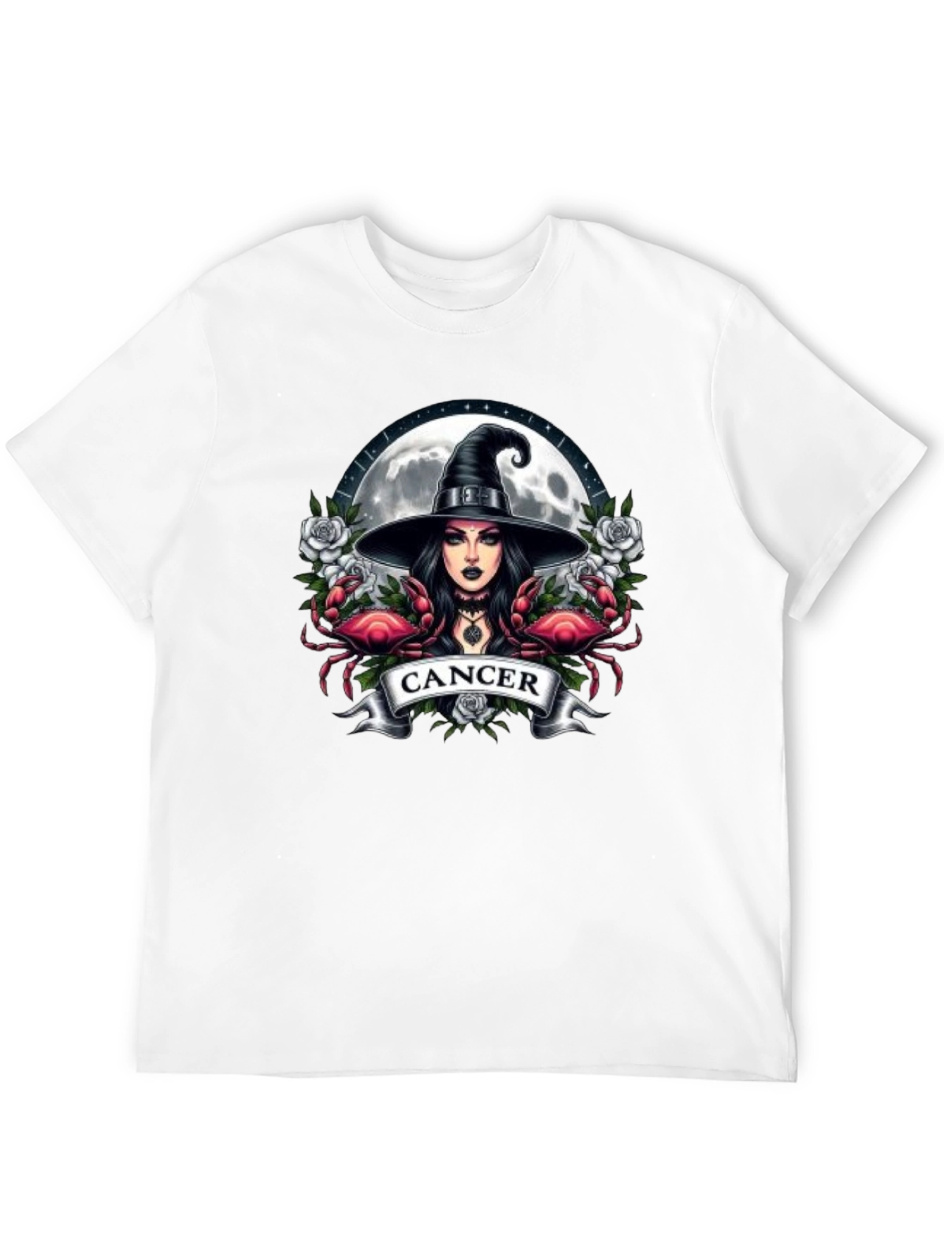 Cancer Zodiac Witch T-Shirt - Moon & Crab Design