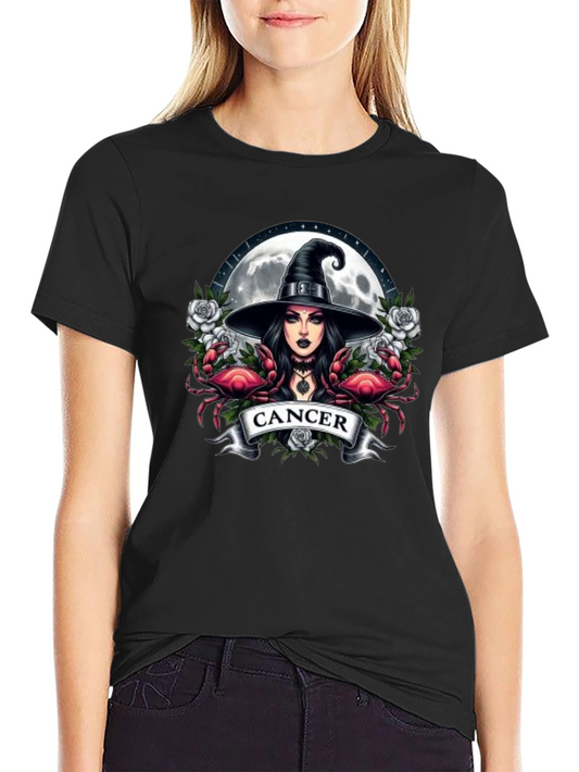 Cancer Zodiac Witch T-Shirt - Moon & Crab Design