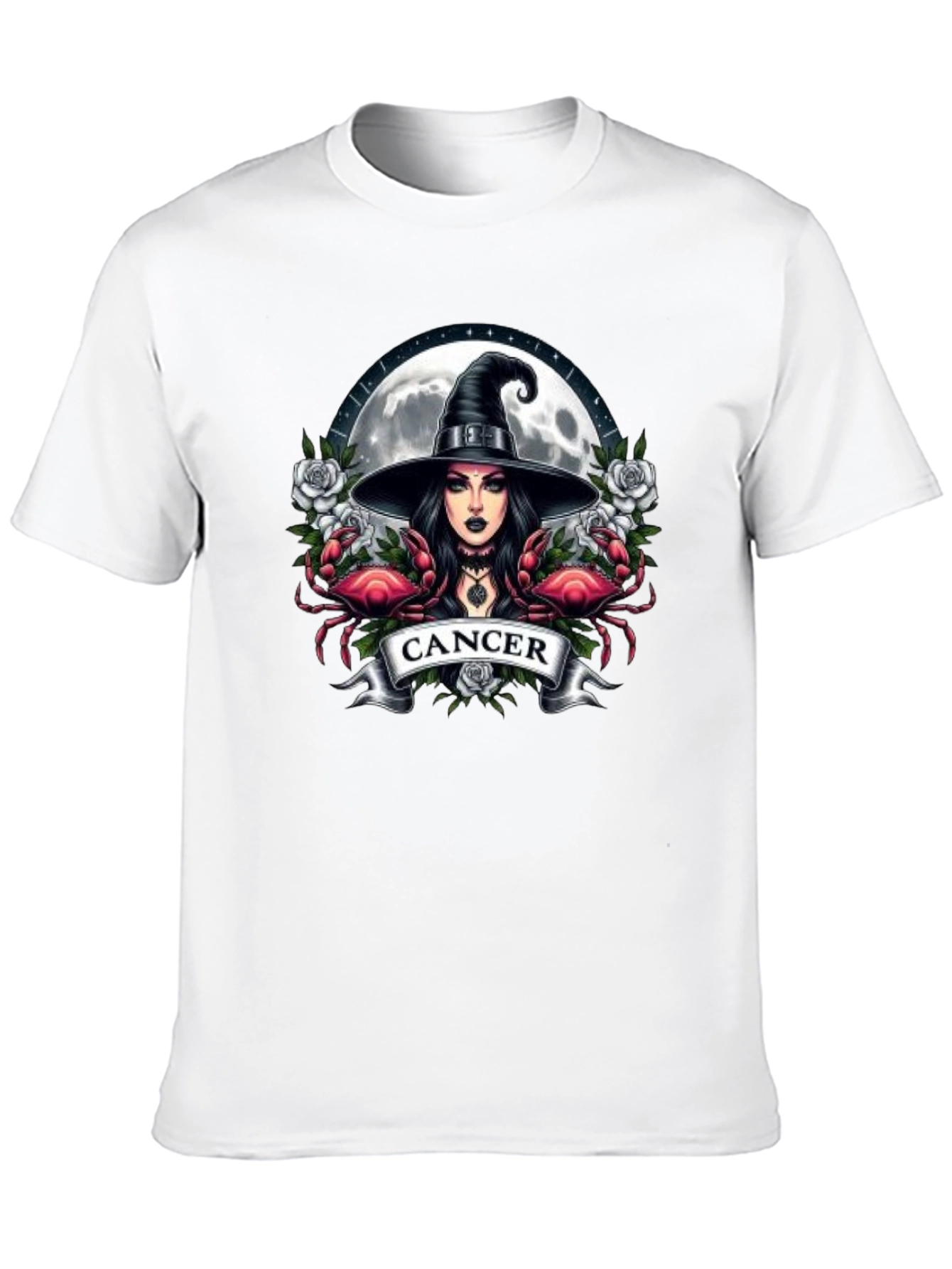 Cancer Zodiac Witch T-Shirt - Moon & Crab Design