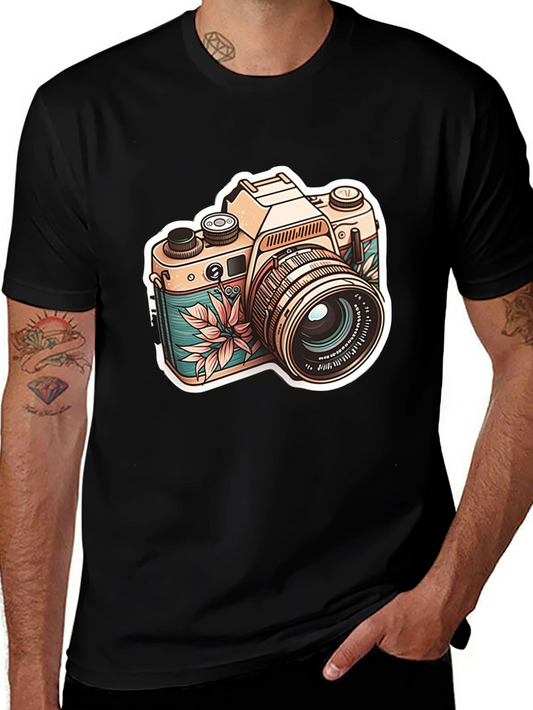 Vintage Camera Graphic Tee - Stylish Black T-Shirt