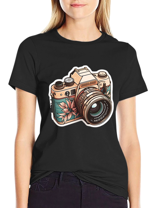 Vintage Camera Graphic Tee - Stylish Black T-Shirt