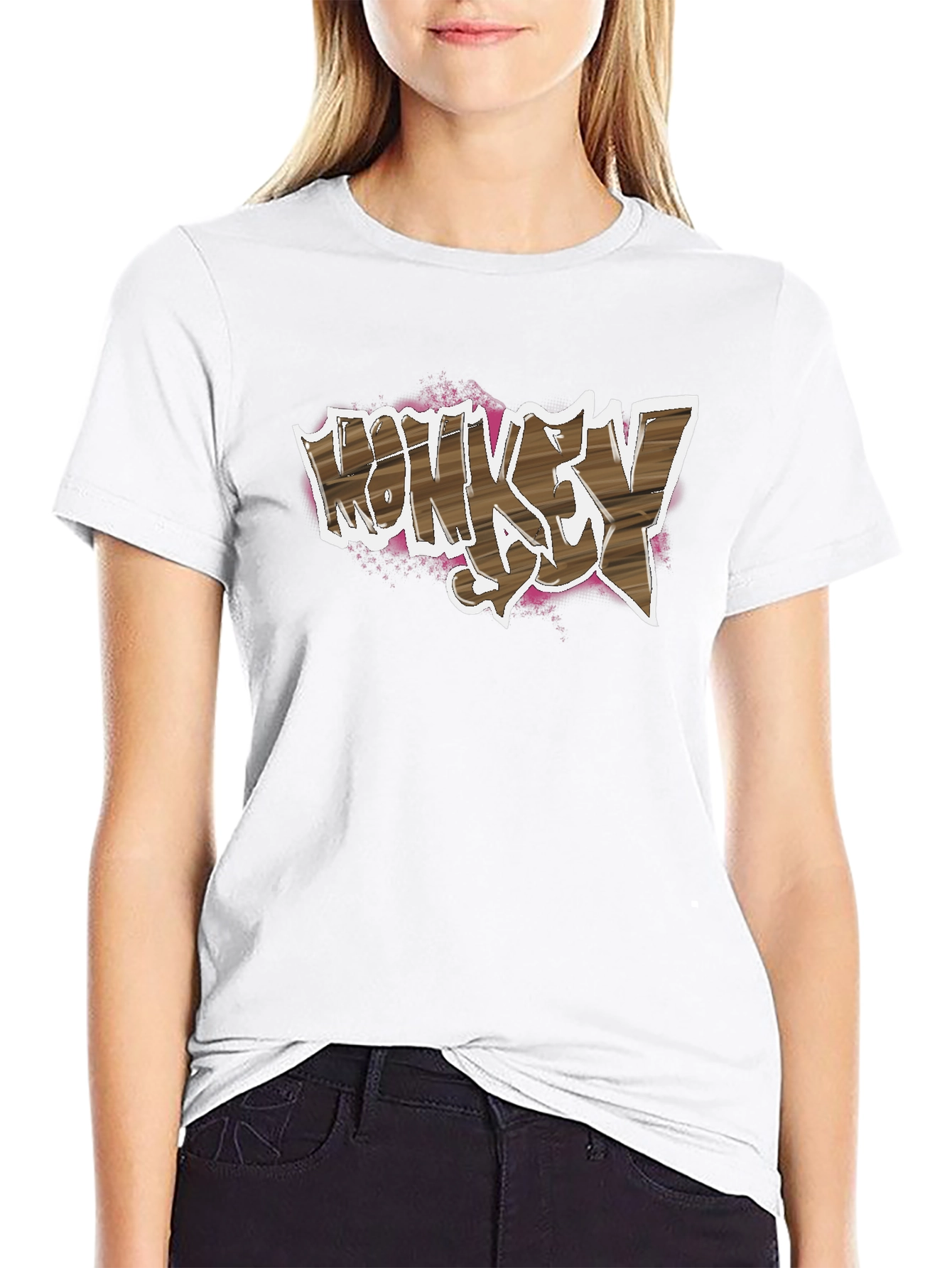 Monkey Say Graphic Print Black T-Shirt