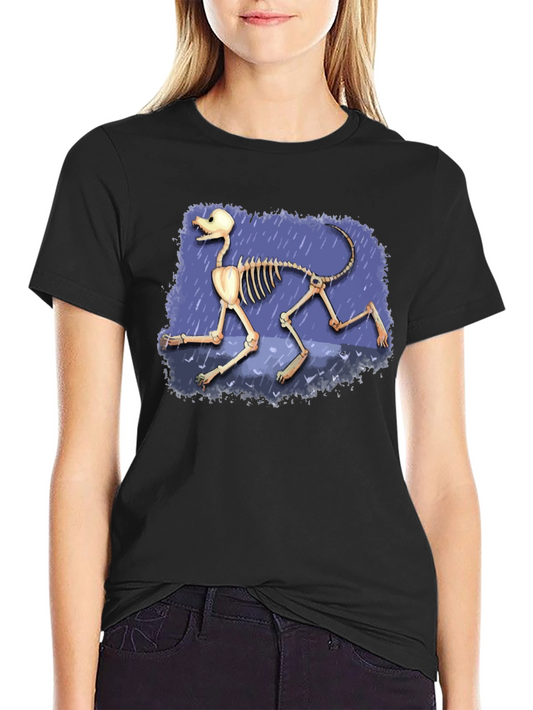Dog Skeleton Graphic Tee - Black