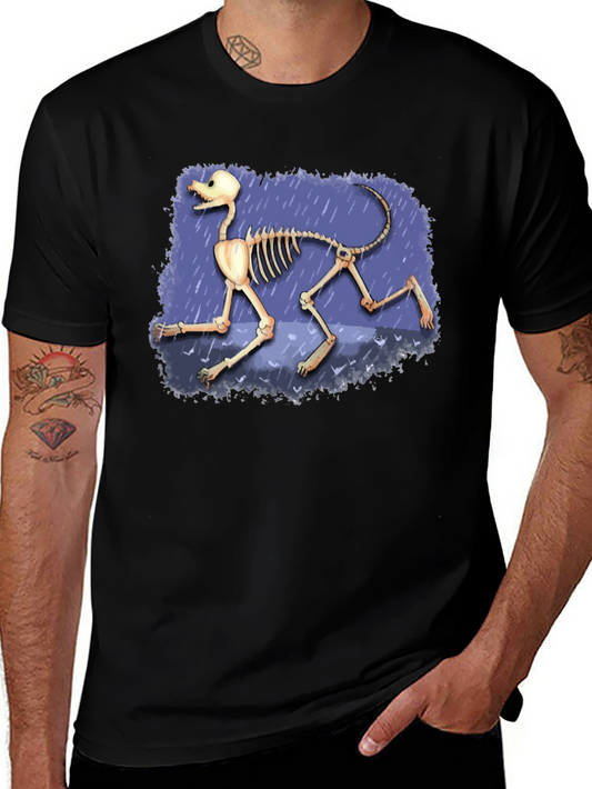 Dog Skeleton Graphic Tee - Black
