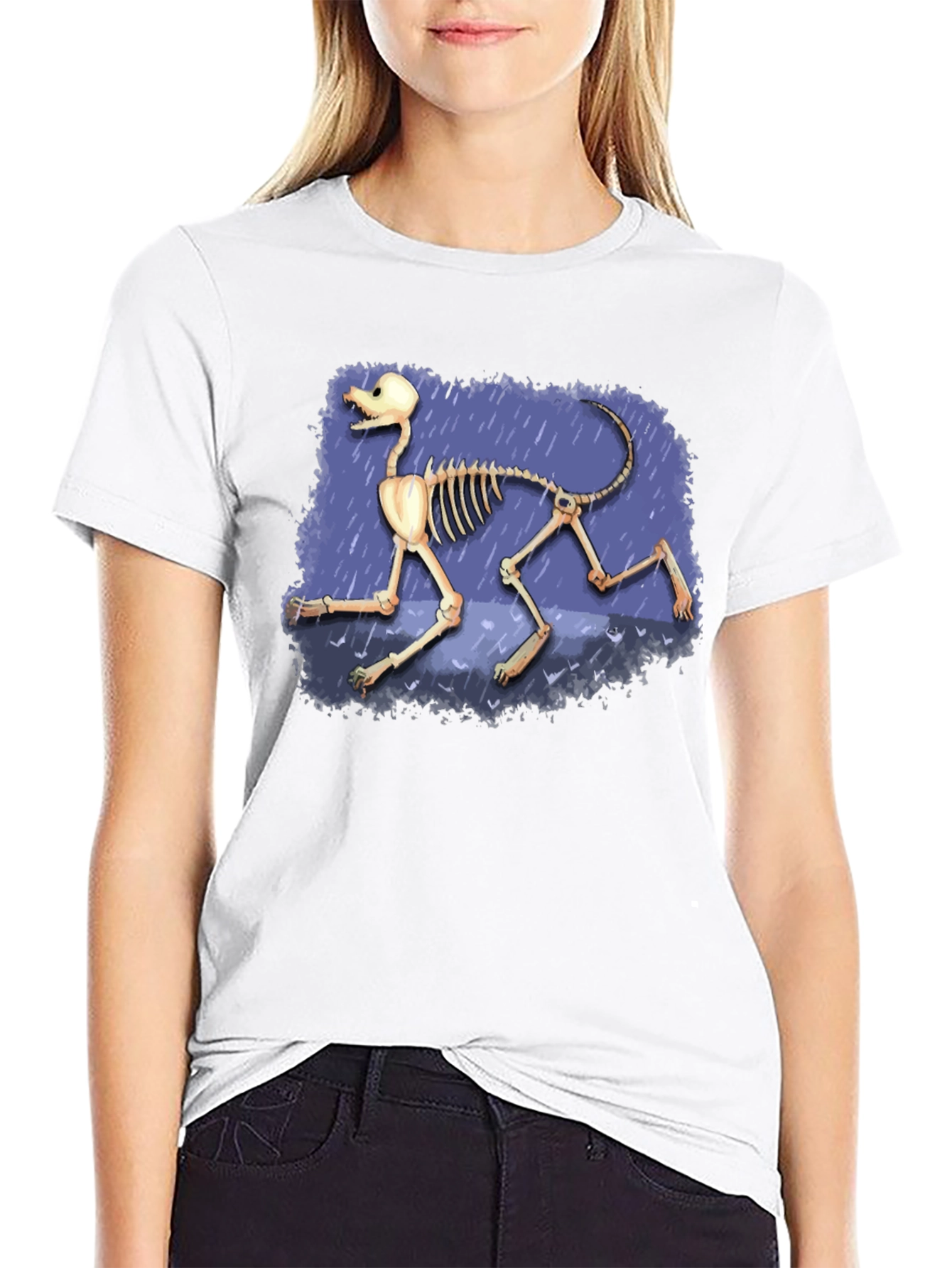 Dog Skeleton Graphic Tee - Black