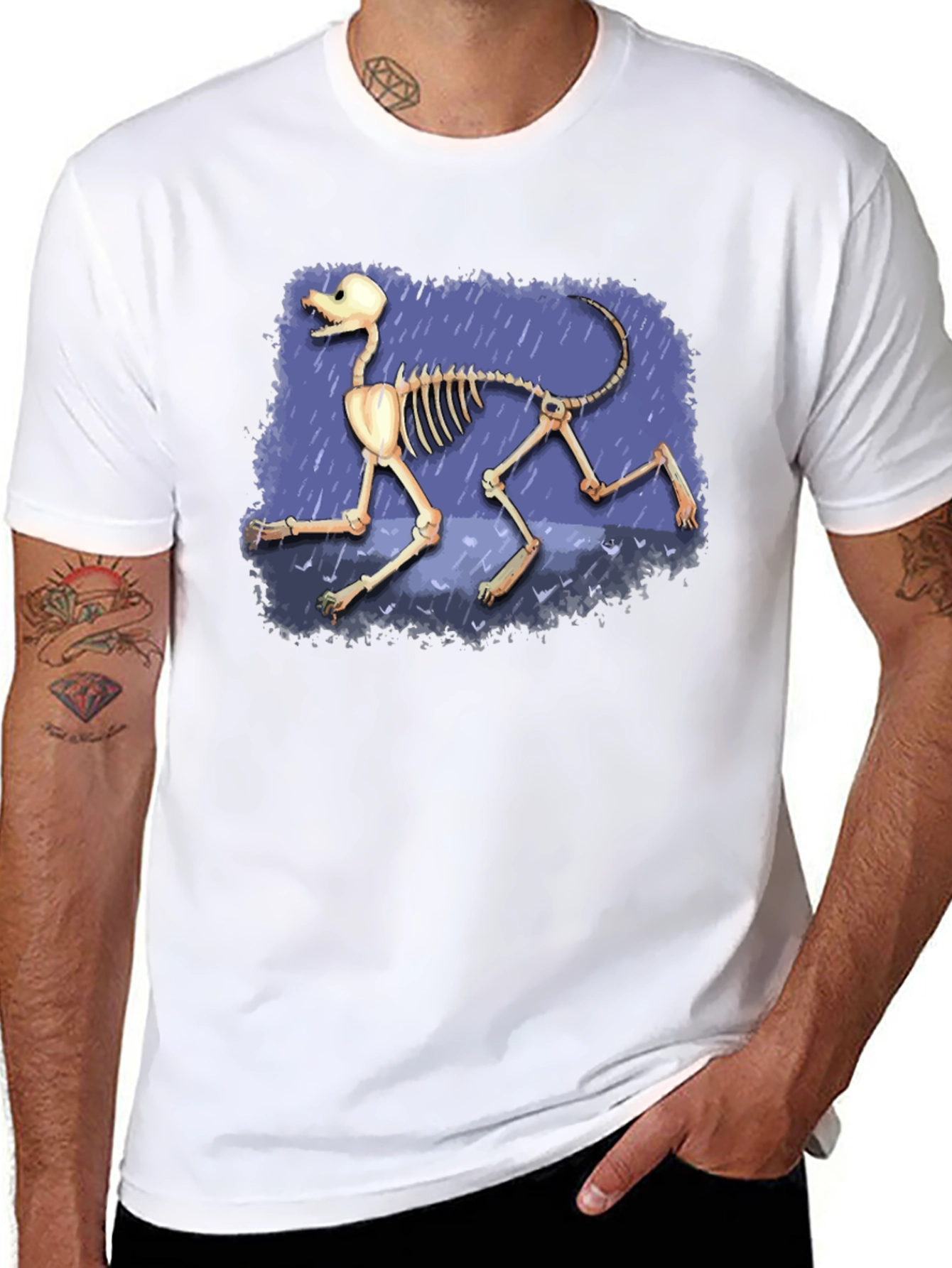 Dog Skeleton Graphic Tee - Black