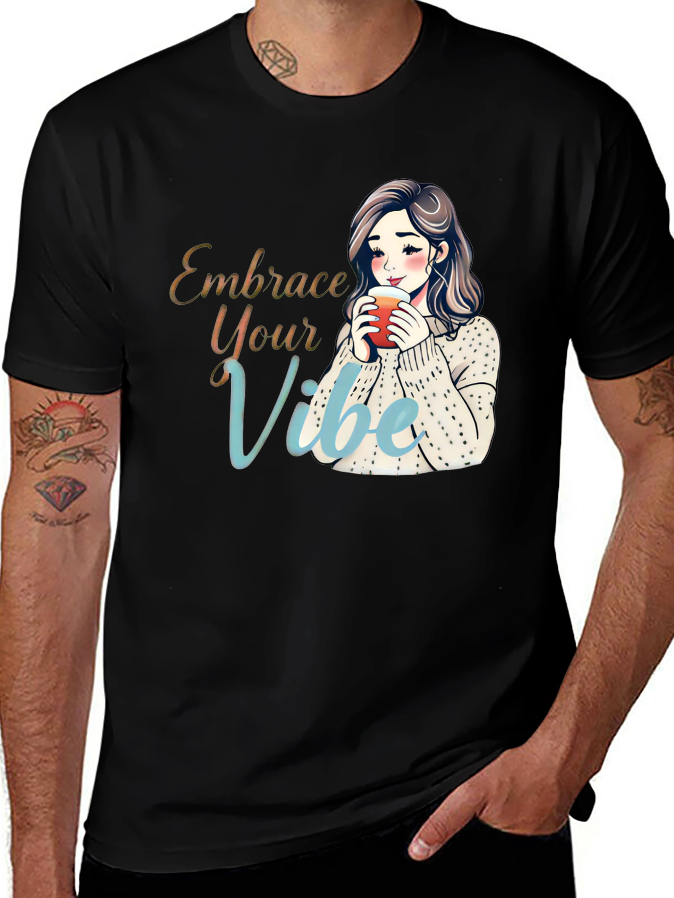 Embrace Your Vibe T-Shirt - Cozy Girl Cartoon