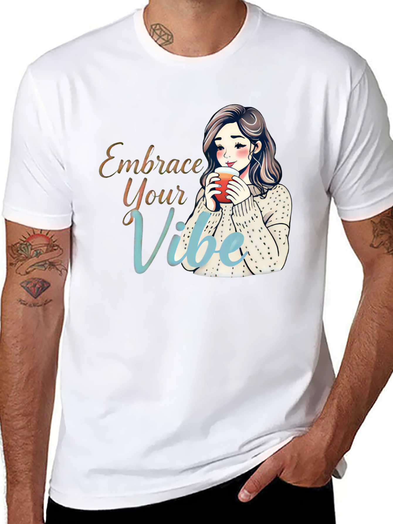 Embrace Your Vibe T-Shirt - Cozy Girl Cartoon