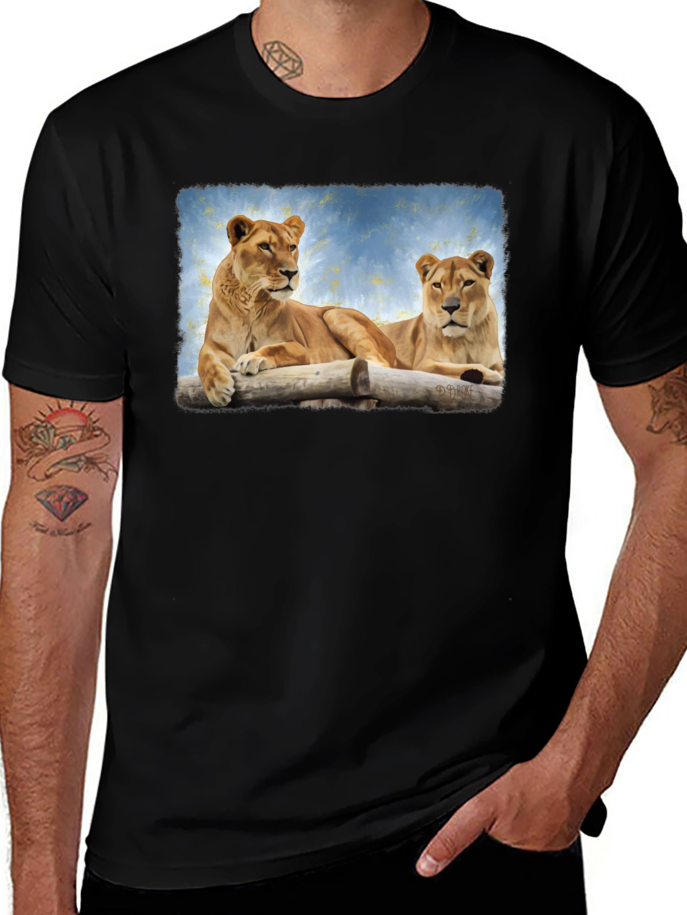 Lioness Graphic Print Black T-Shirt