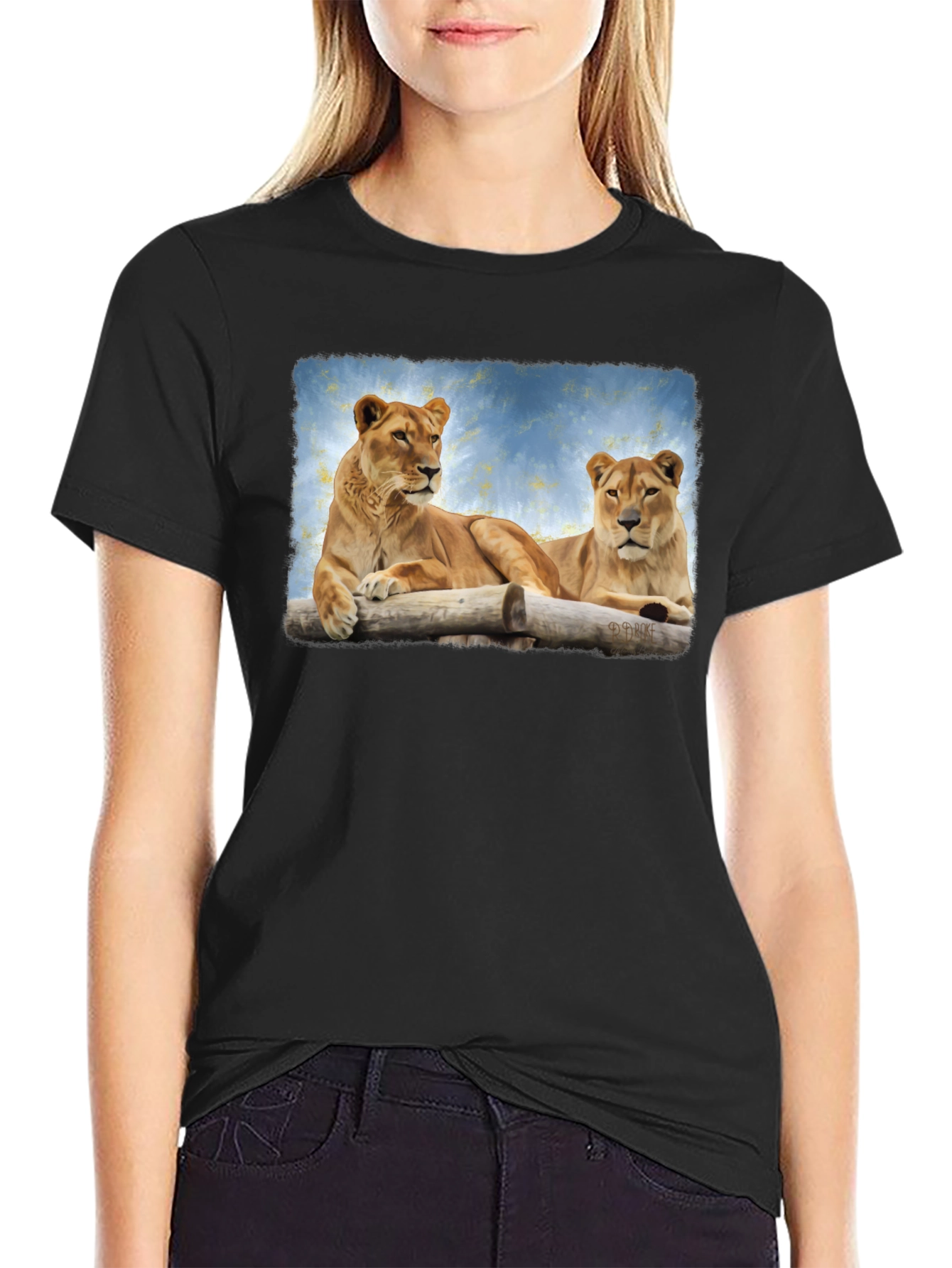 Lioness Graphic Print Black T-Shirt