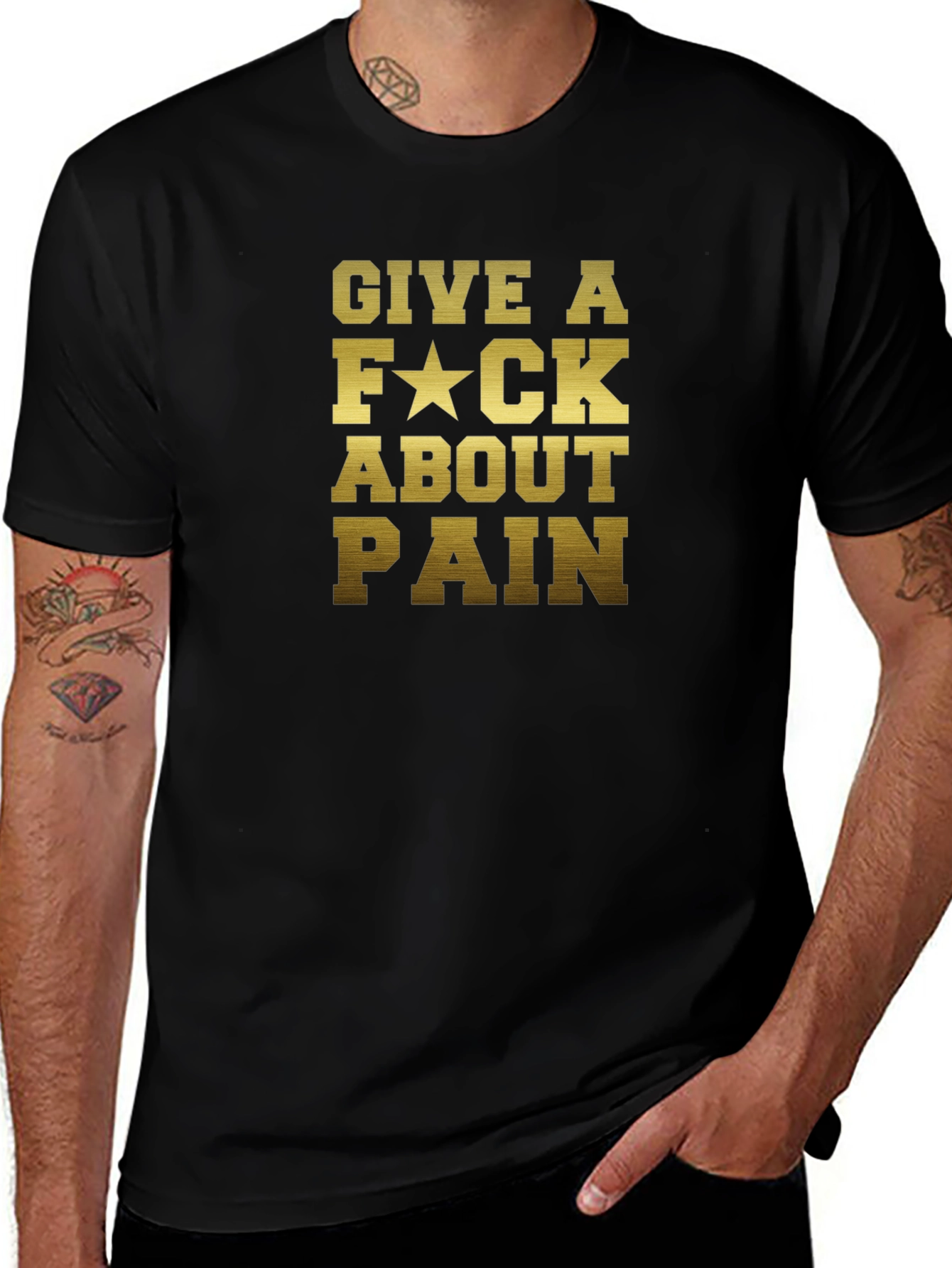 Give A F*ck About Pain - Black Graphic Tee