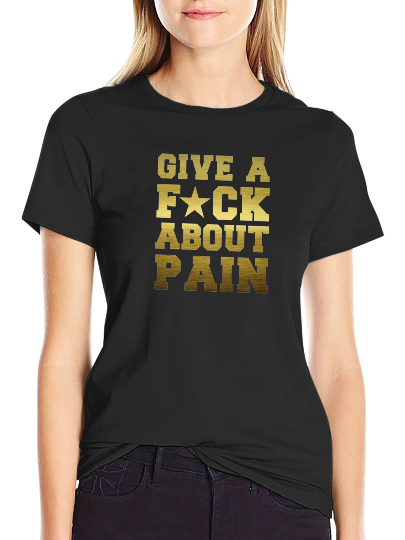 Give A F*ck About Pain - Black Graphic Tee