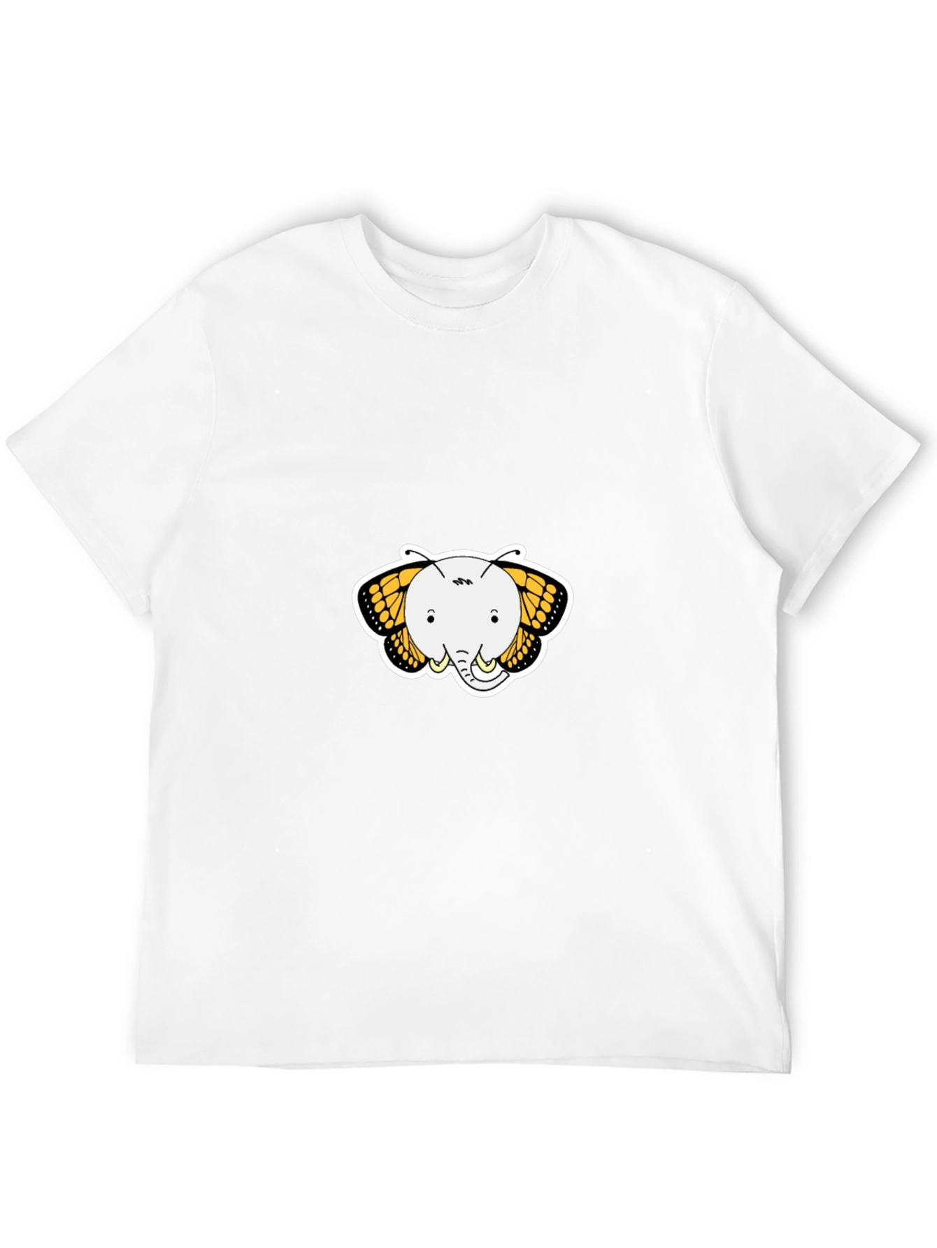 Elephant Butterfly Graphic Tee - Black Cotton T-Shirt