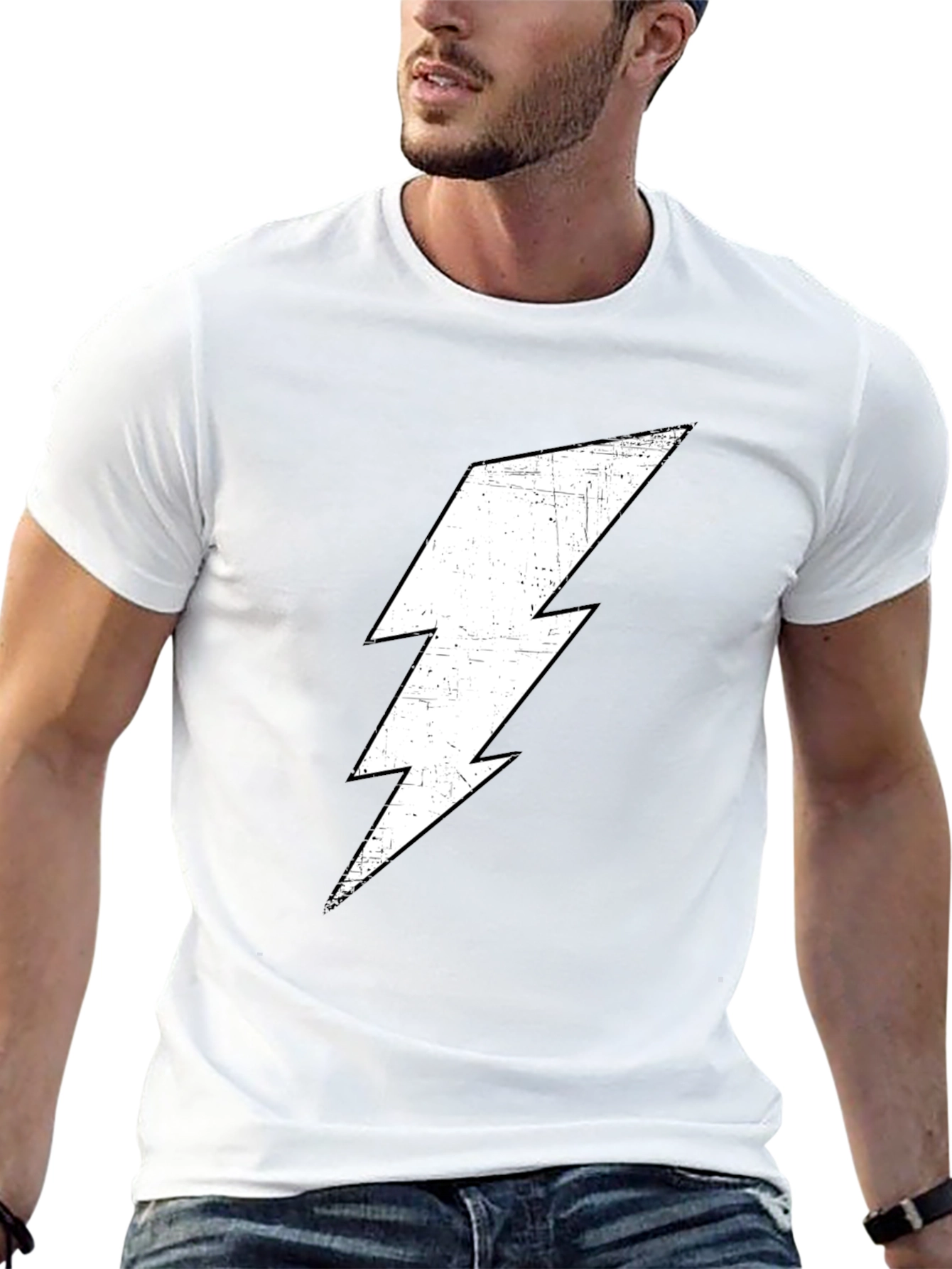 Black T-Shirt with Lightning Bolt Graphic