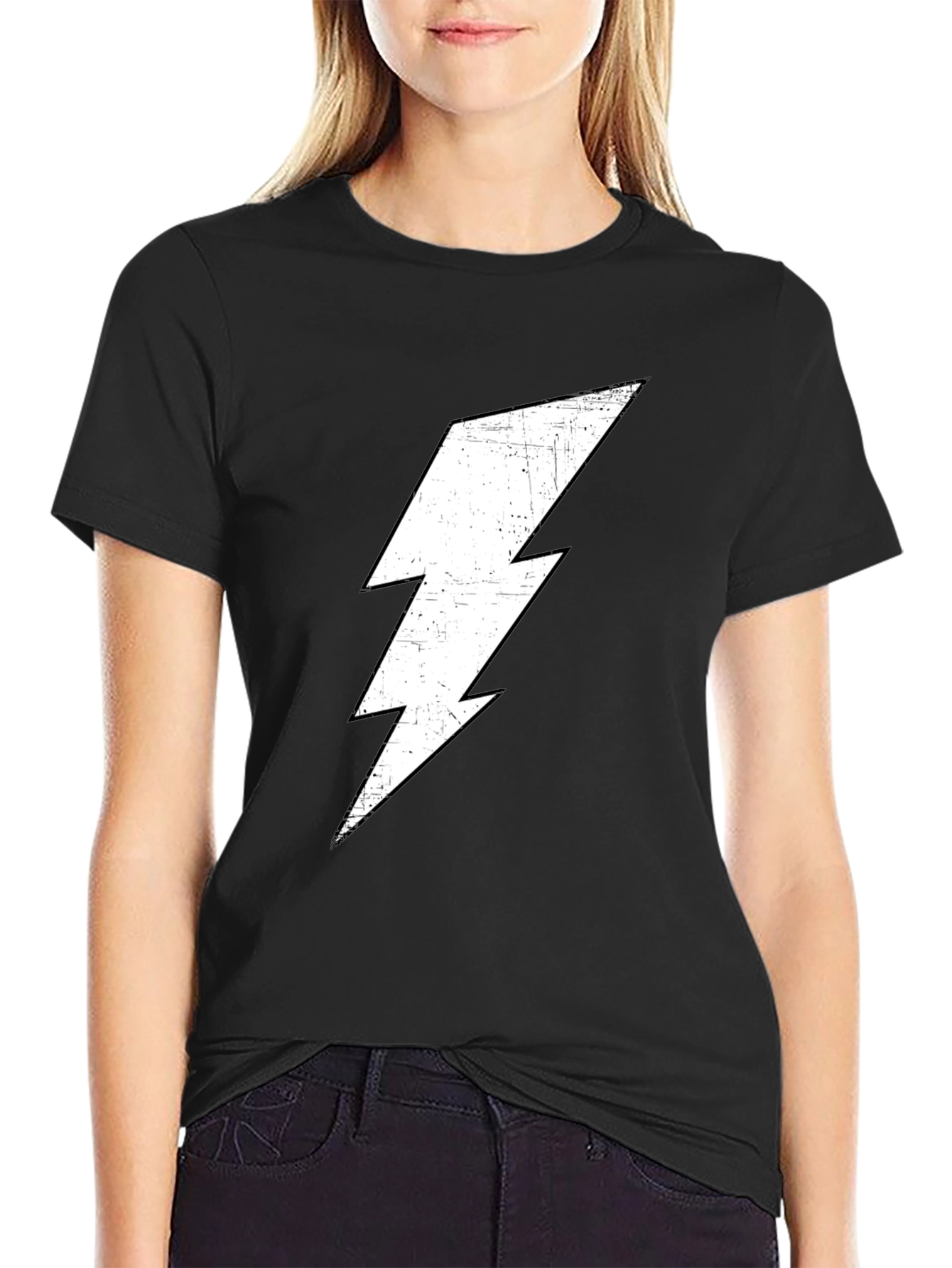 Black T-Shirt with Lightning Bolt Graphic