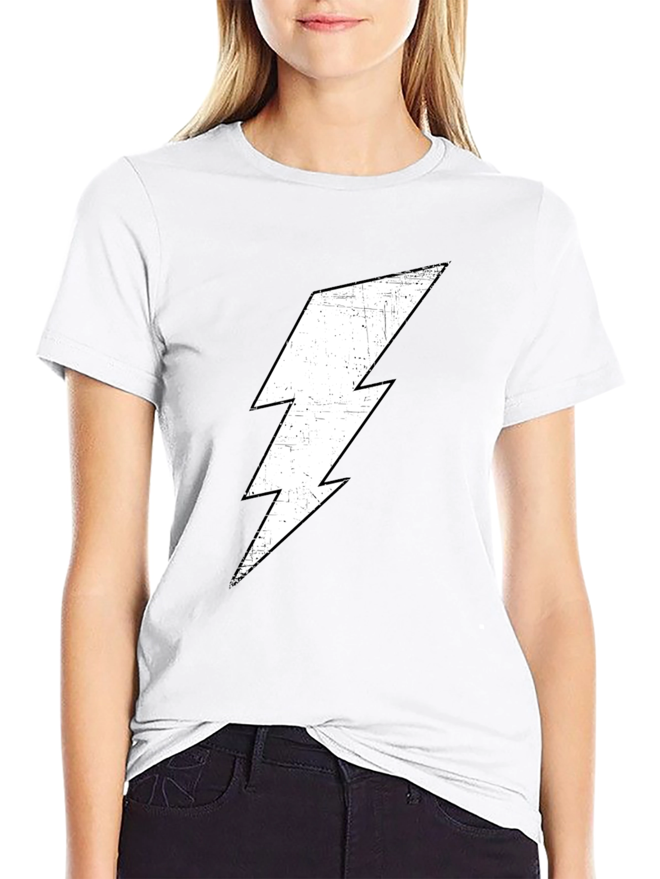 Black T-Shirt with Lightning Bolt Graphic