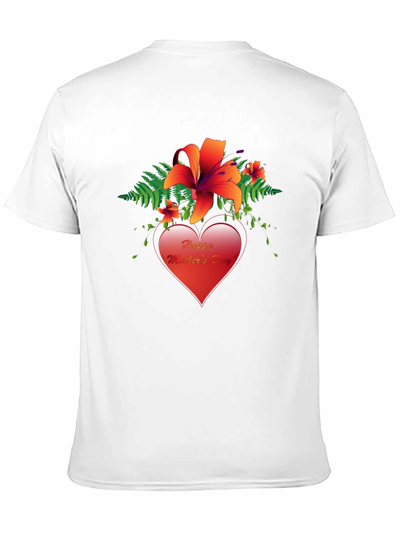 Happy Mothers Day T-Shirt with Floral Heart Design
