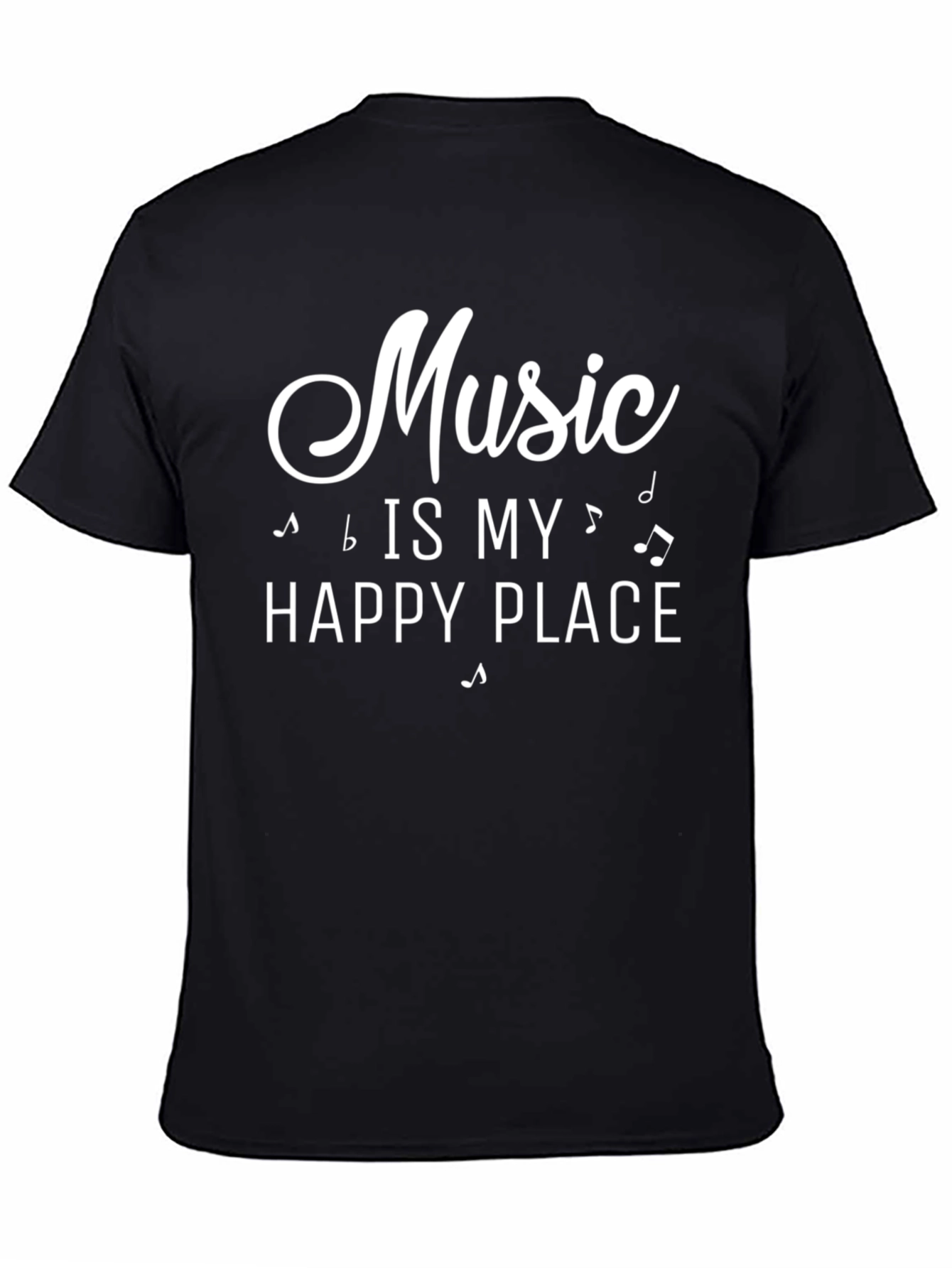 Music Is My Happy Place Black T-Shirt
