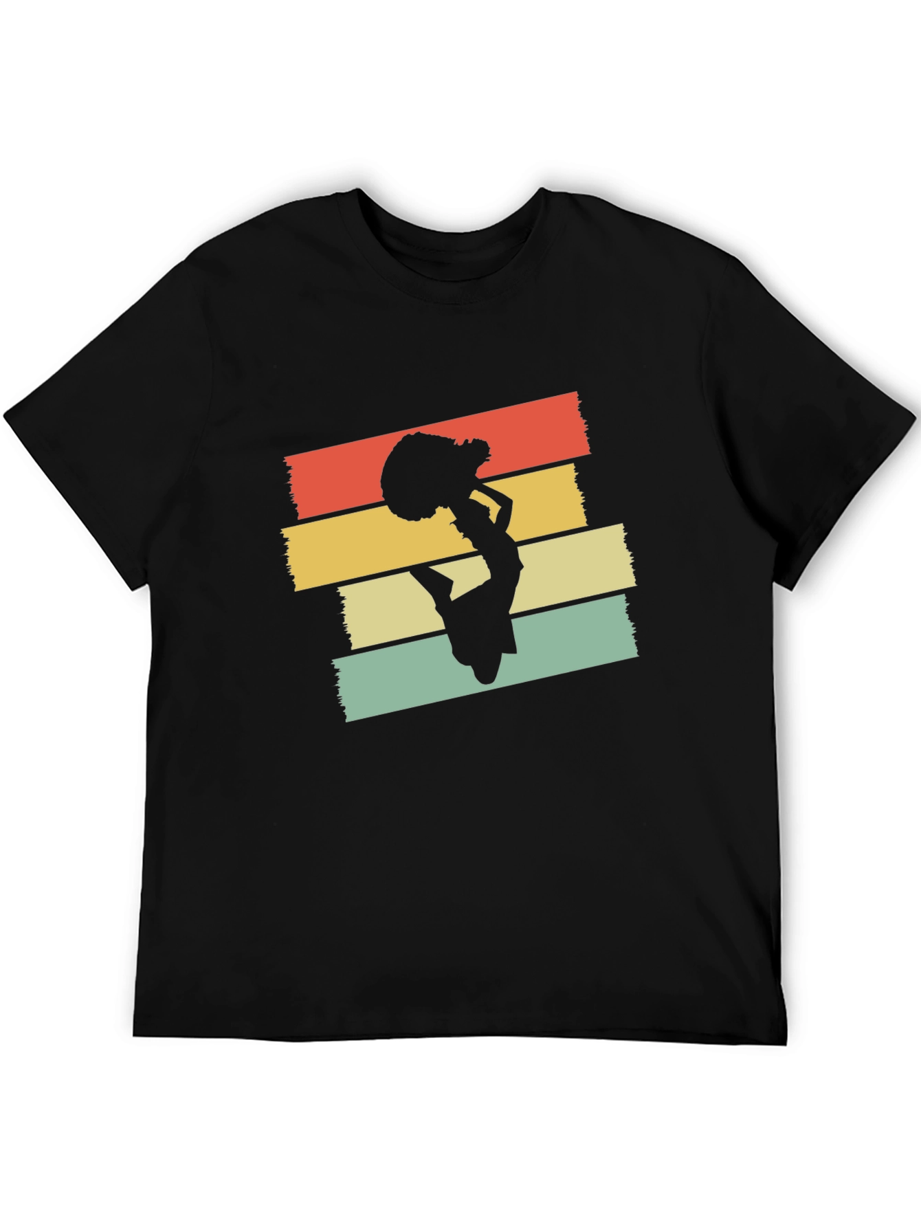 Retro Cheerleader Graphic T-Shirt - Black