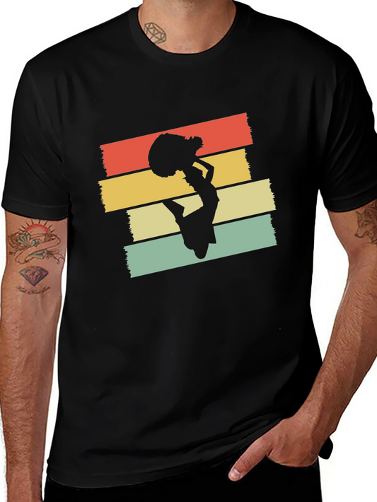 Retro Cheerleader Graphic T-Shirt - Black