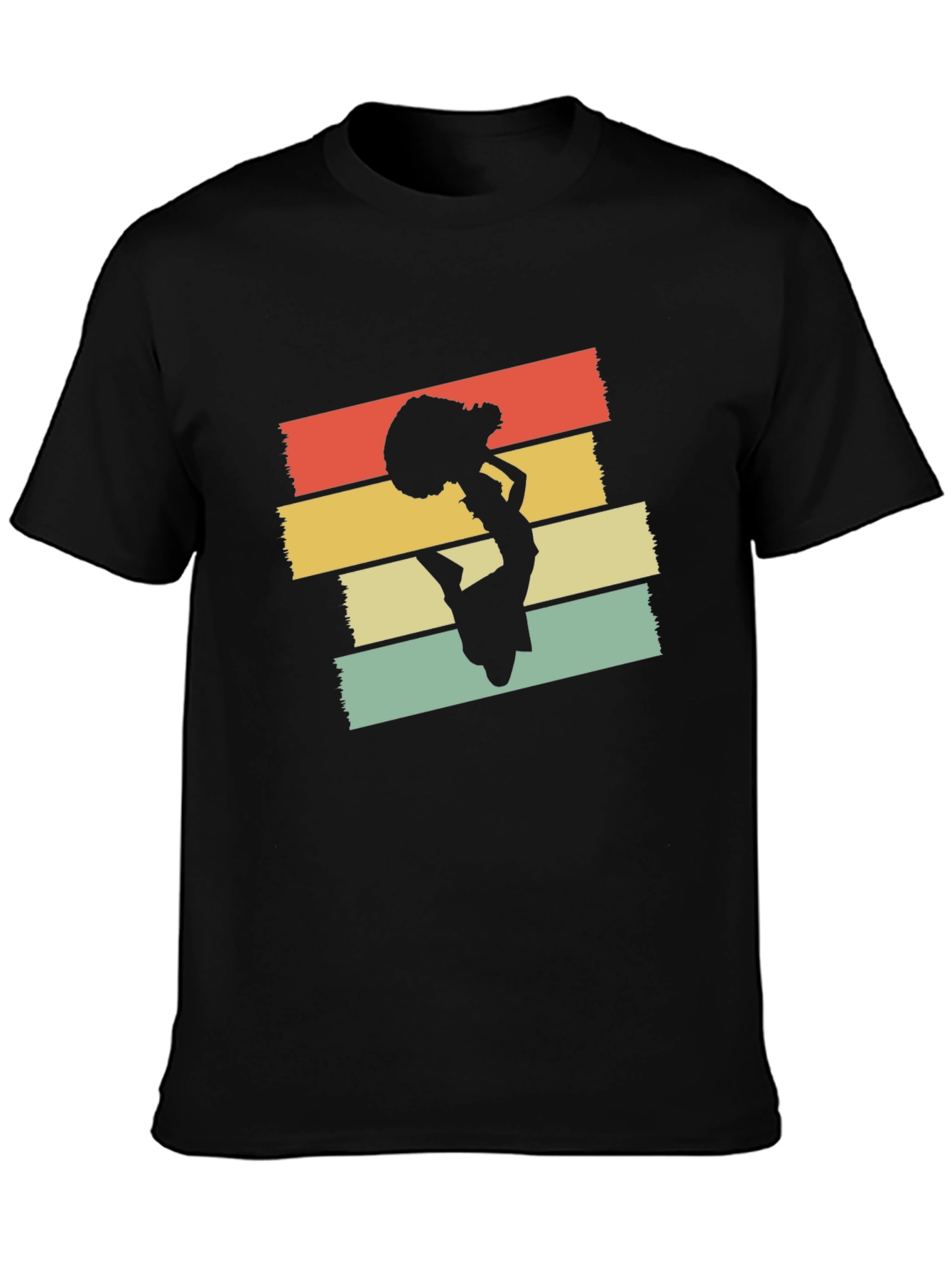Retro Cheerleader Graphic T-Shirt - Black