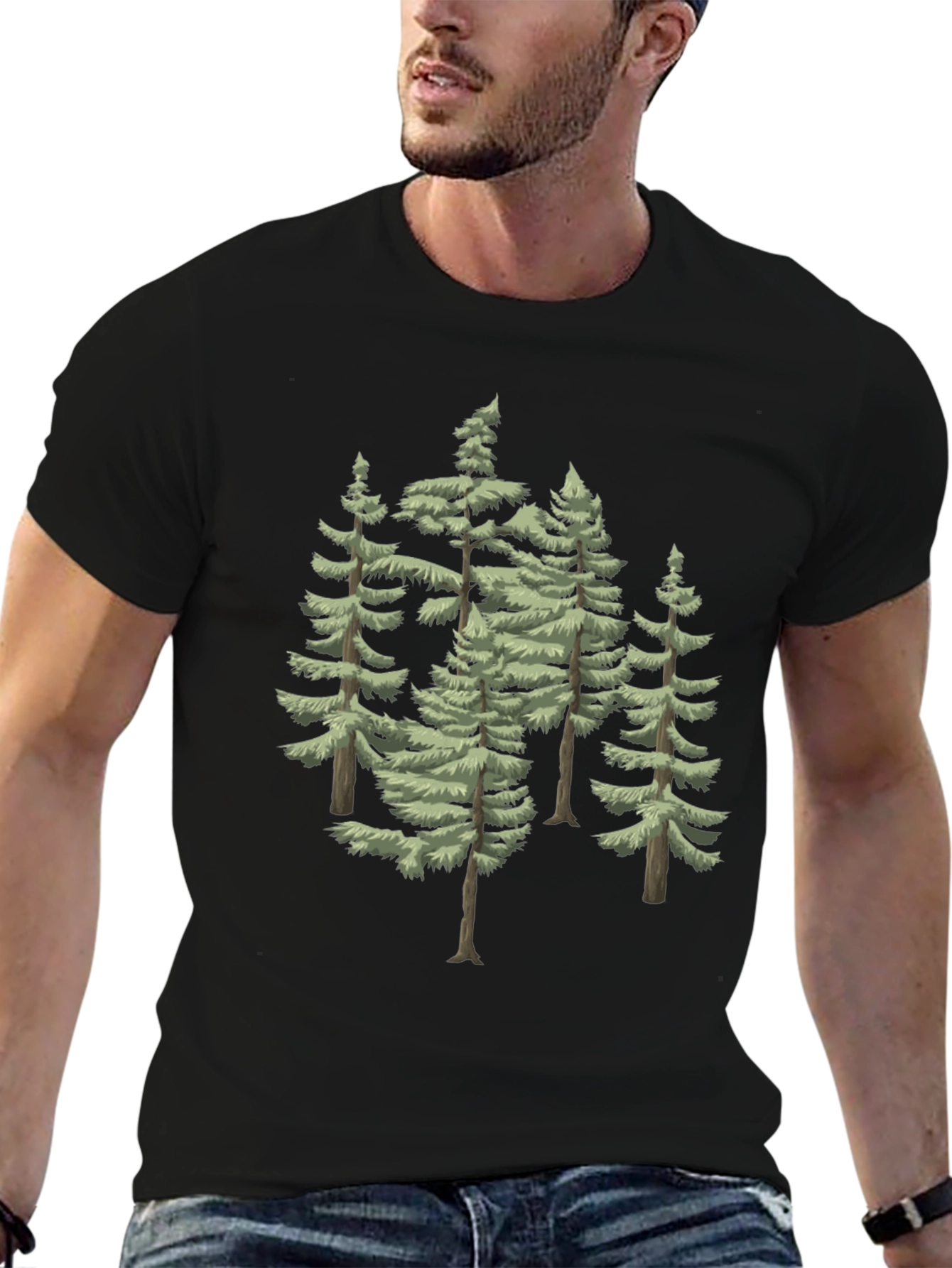 Evergreen Trees Graphic Tee - Mens Black T-Shirt