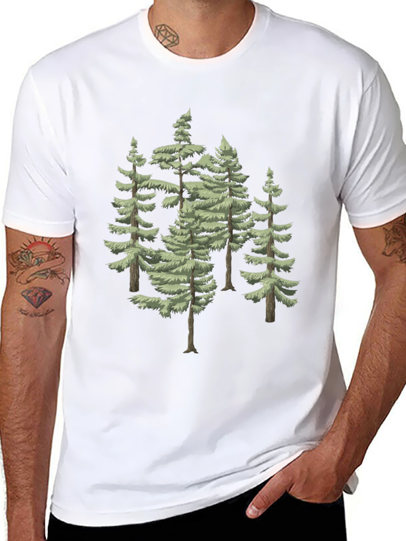 Evergreen Trees Graphic Tee - Mens Black T-Shirt