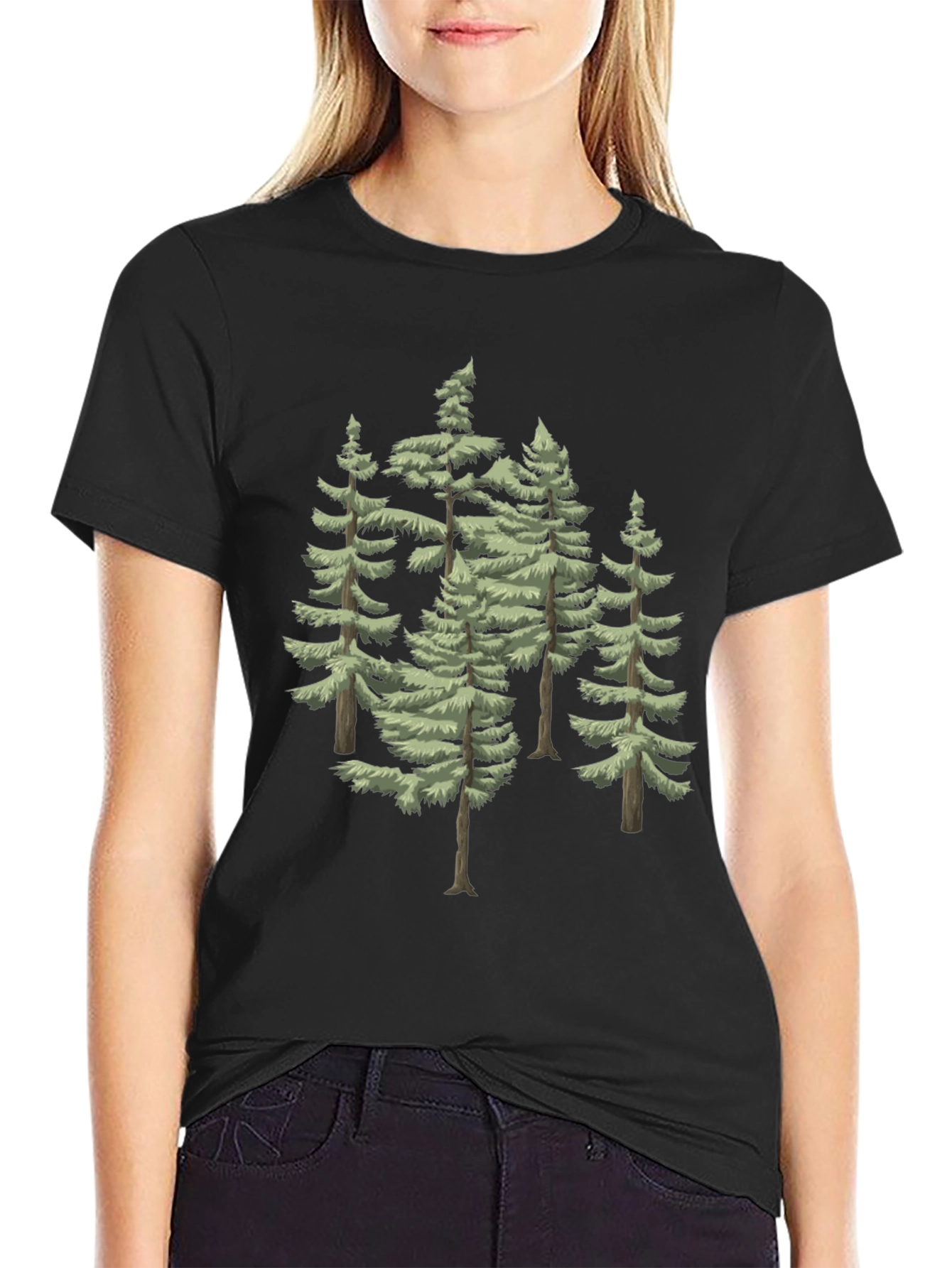 Evergreen Trees Graphic Tee - Mens Black T-Shirt
