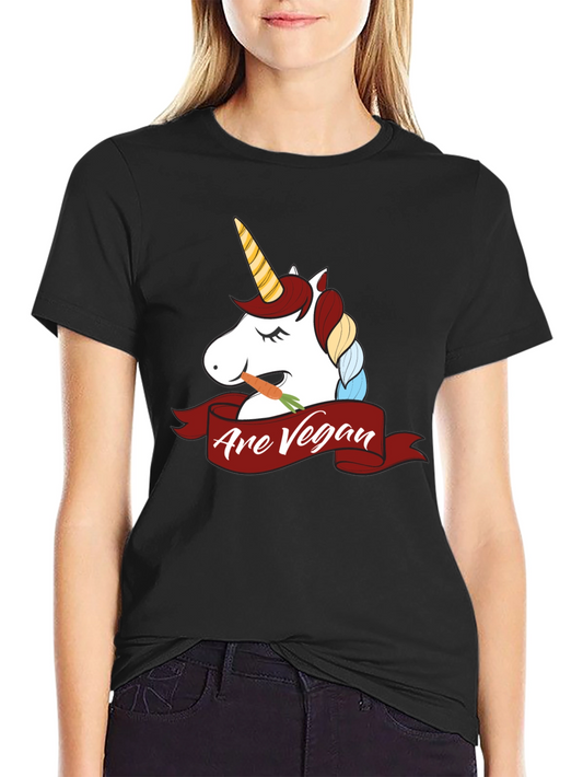Unicorn Are Vegan Graphic T-Shirt - Black