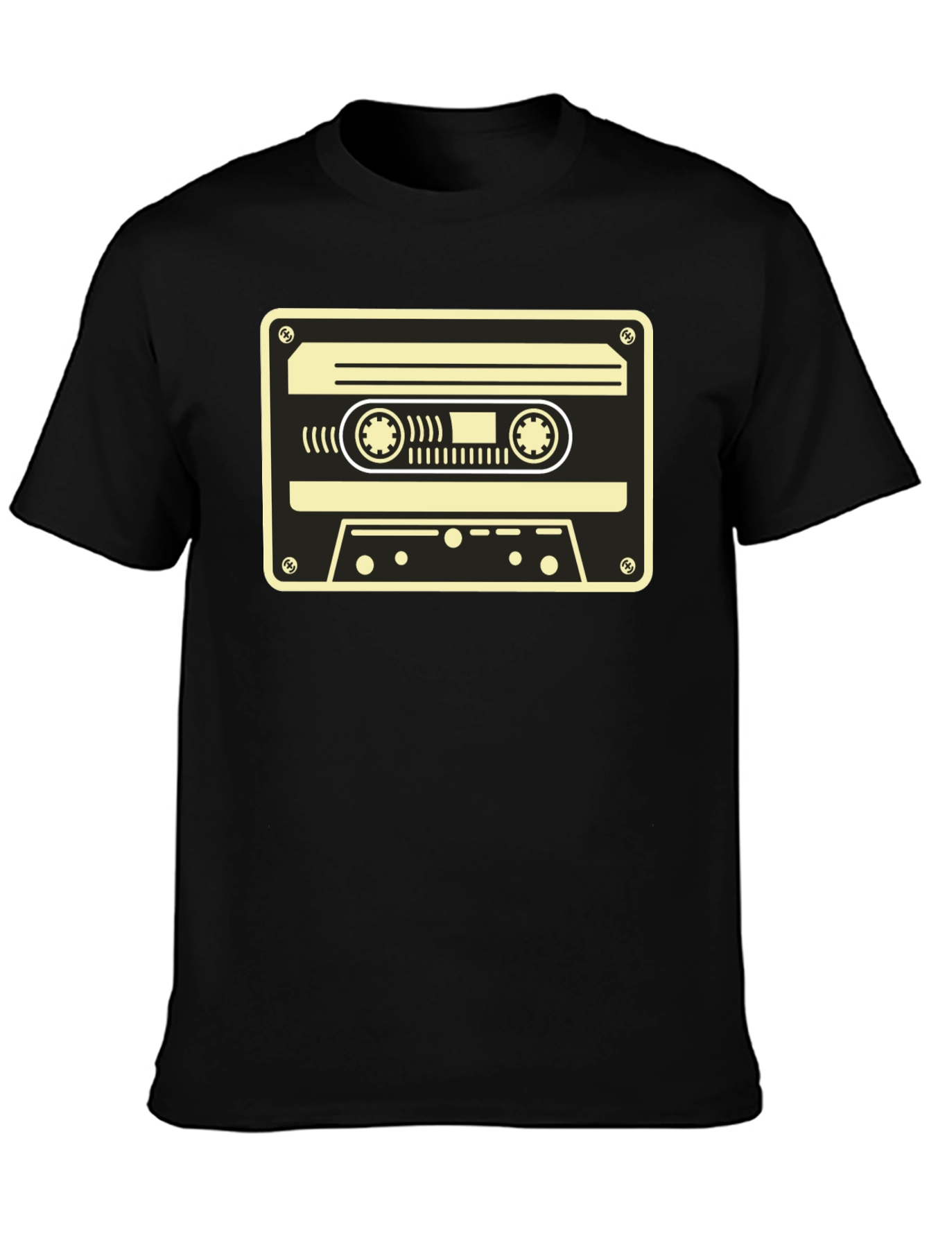 Retro Cassette Tape Graphic T-Shirt - Black