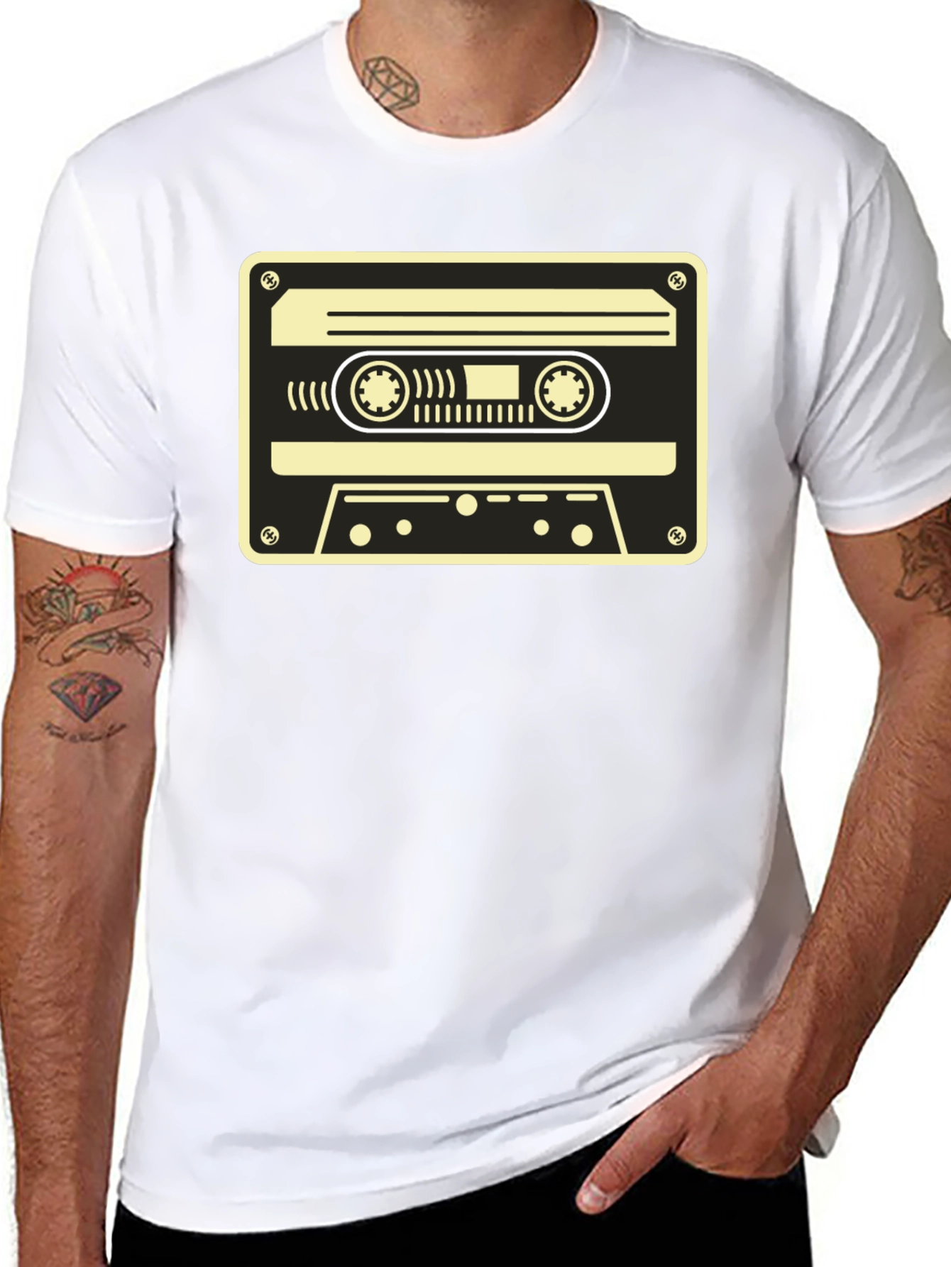 Retro Cassette Tape Graphic T-Shirt - Black