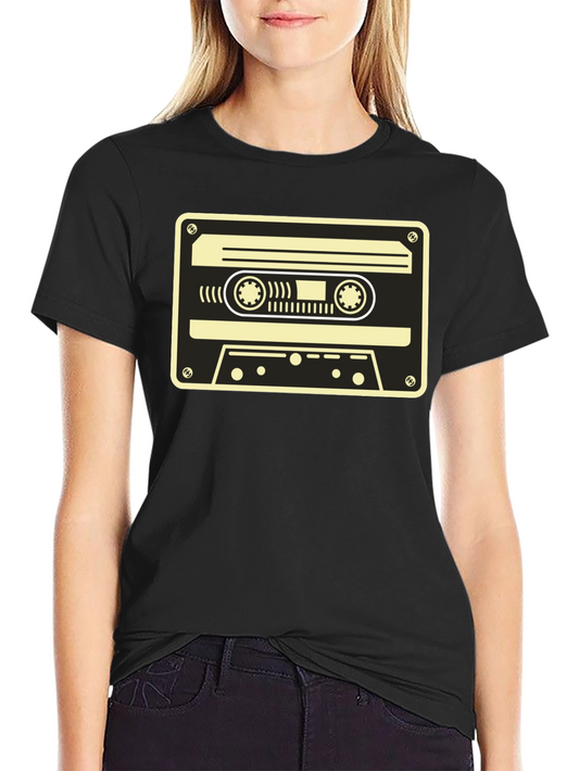 Retro Cassette Tape Graphic T-Shirt - Black
