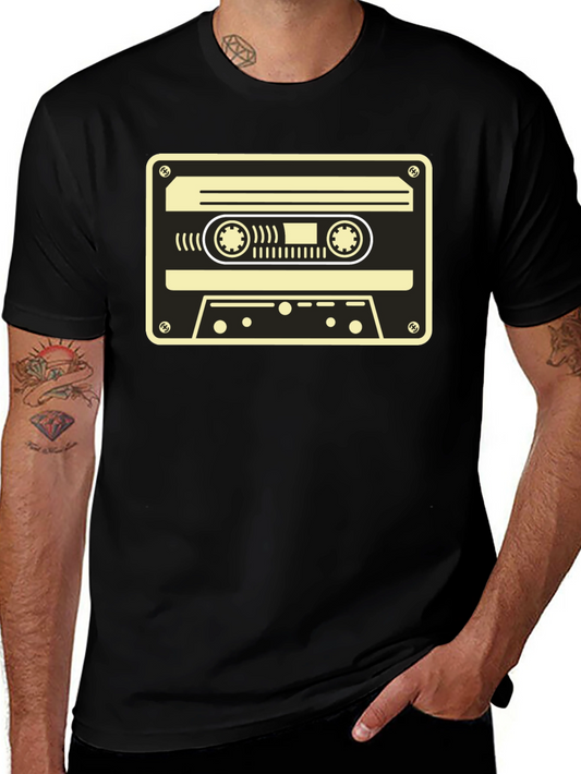 Retro Cassette Tape Graphic T-Shirt - Black