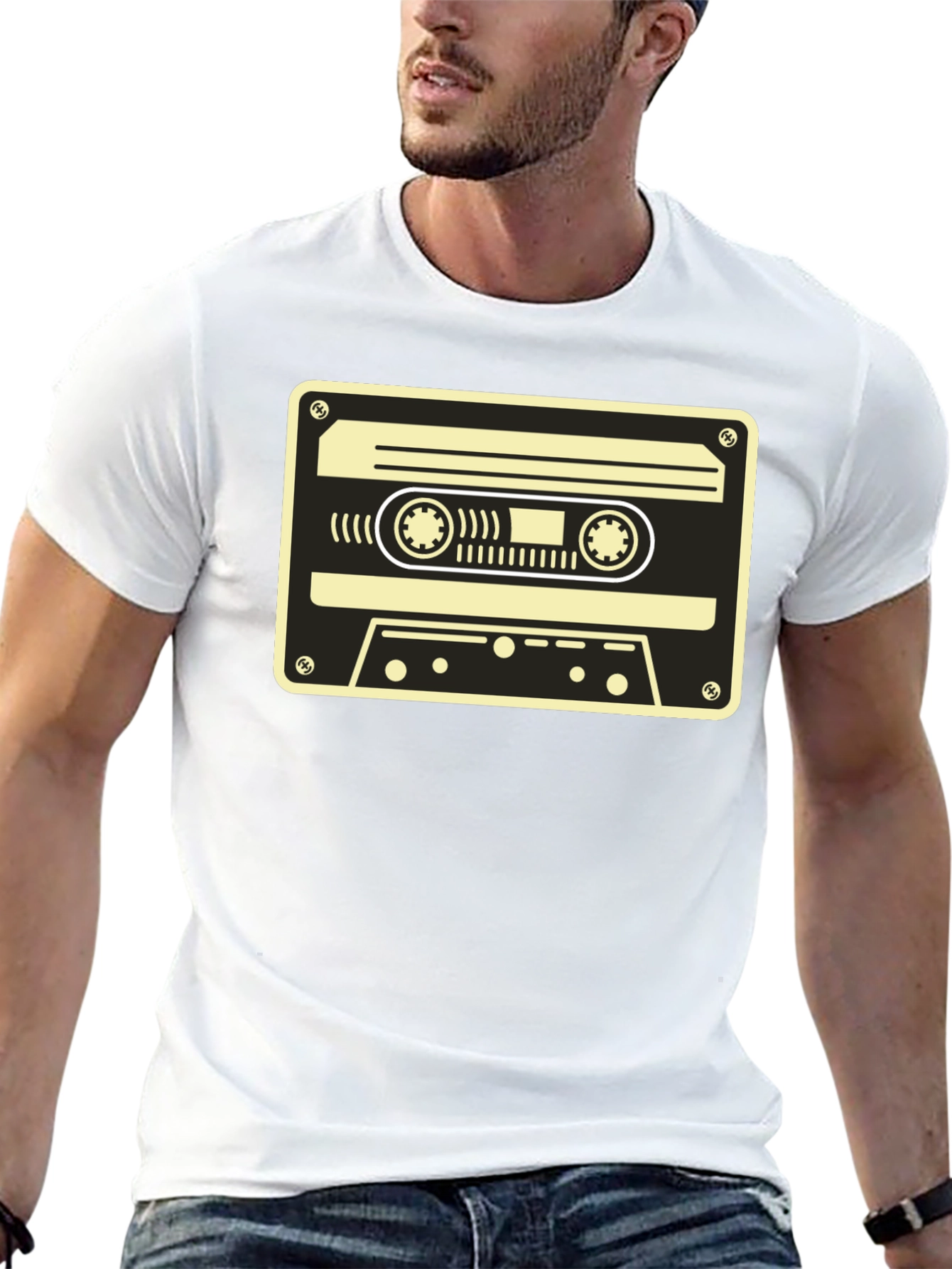 Retro Cassette Tape Graphic T-Shirt - Black